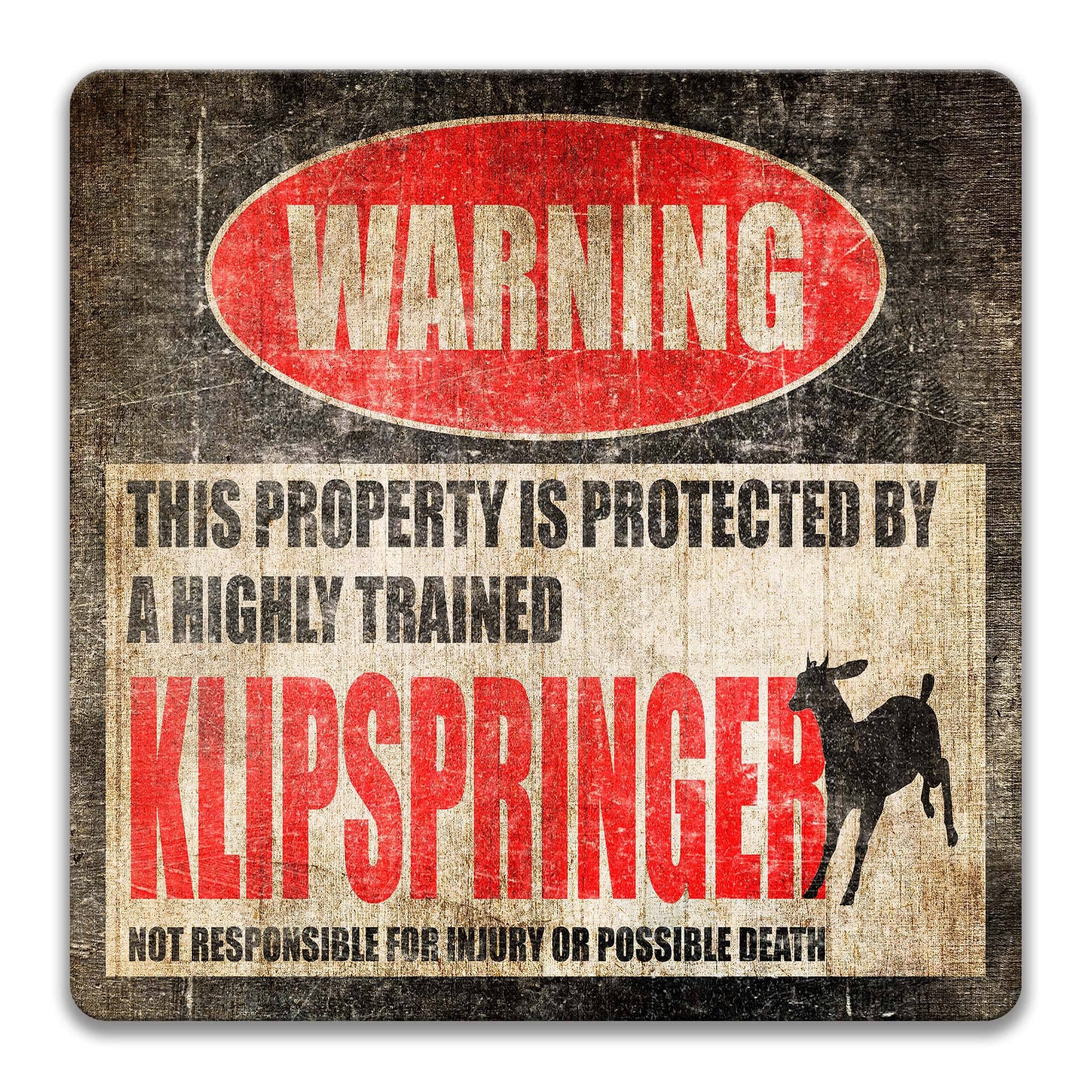 Klipspringer Warning Sign, Beware of Klipspringer Sign, African Antelope