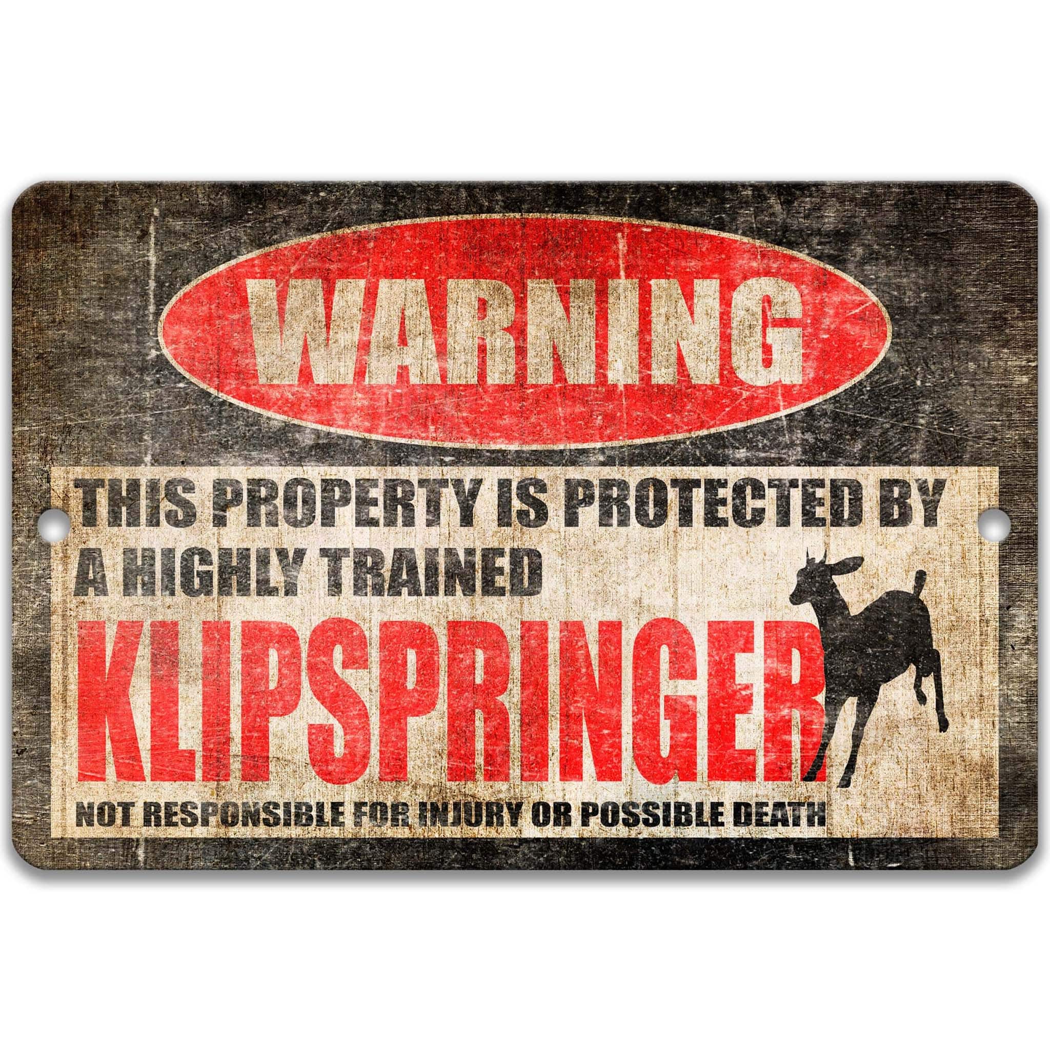 Klipspringer Warning Sign, Beware of Klipspringer Sign, African Antelope