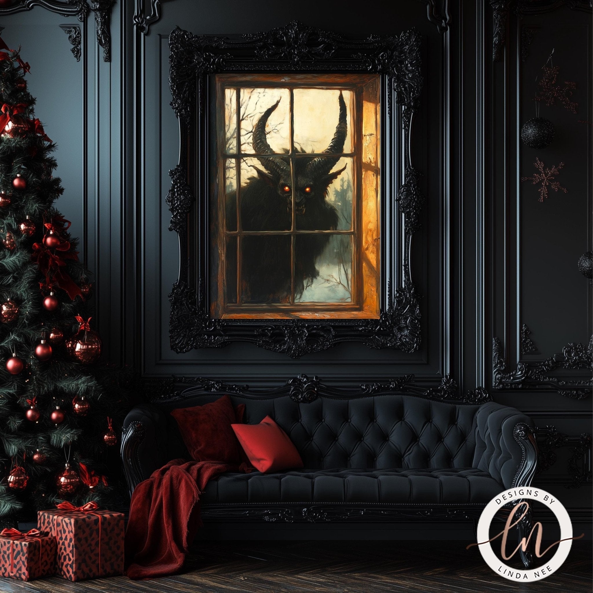 Lurking Krampus Christmas Art - Metal & Fine Art Print