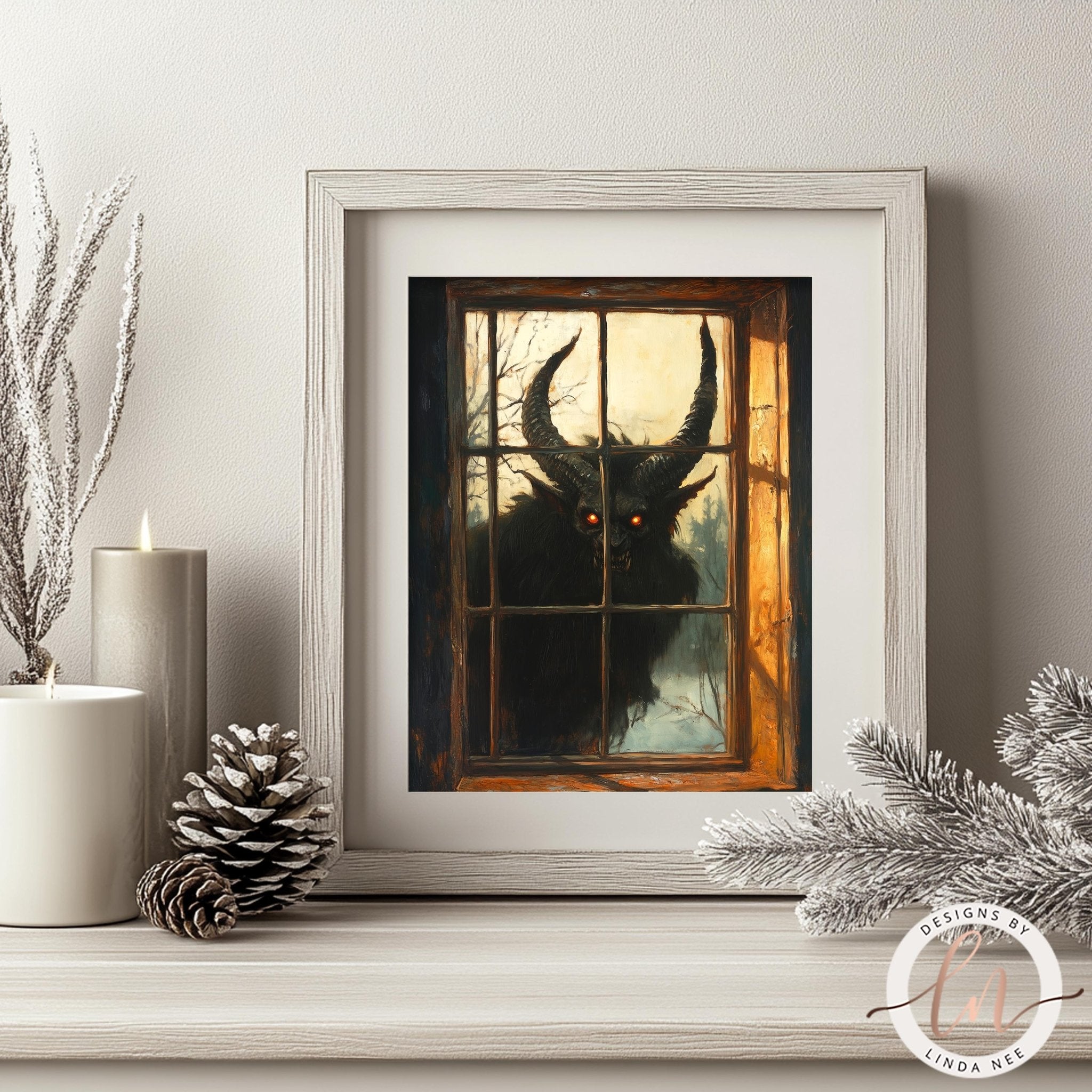 Lurking Krampus Christmas Art - Metal & Fine Art PrintDesigns by Linda Nee