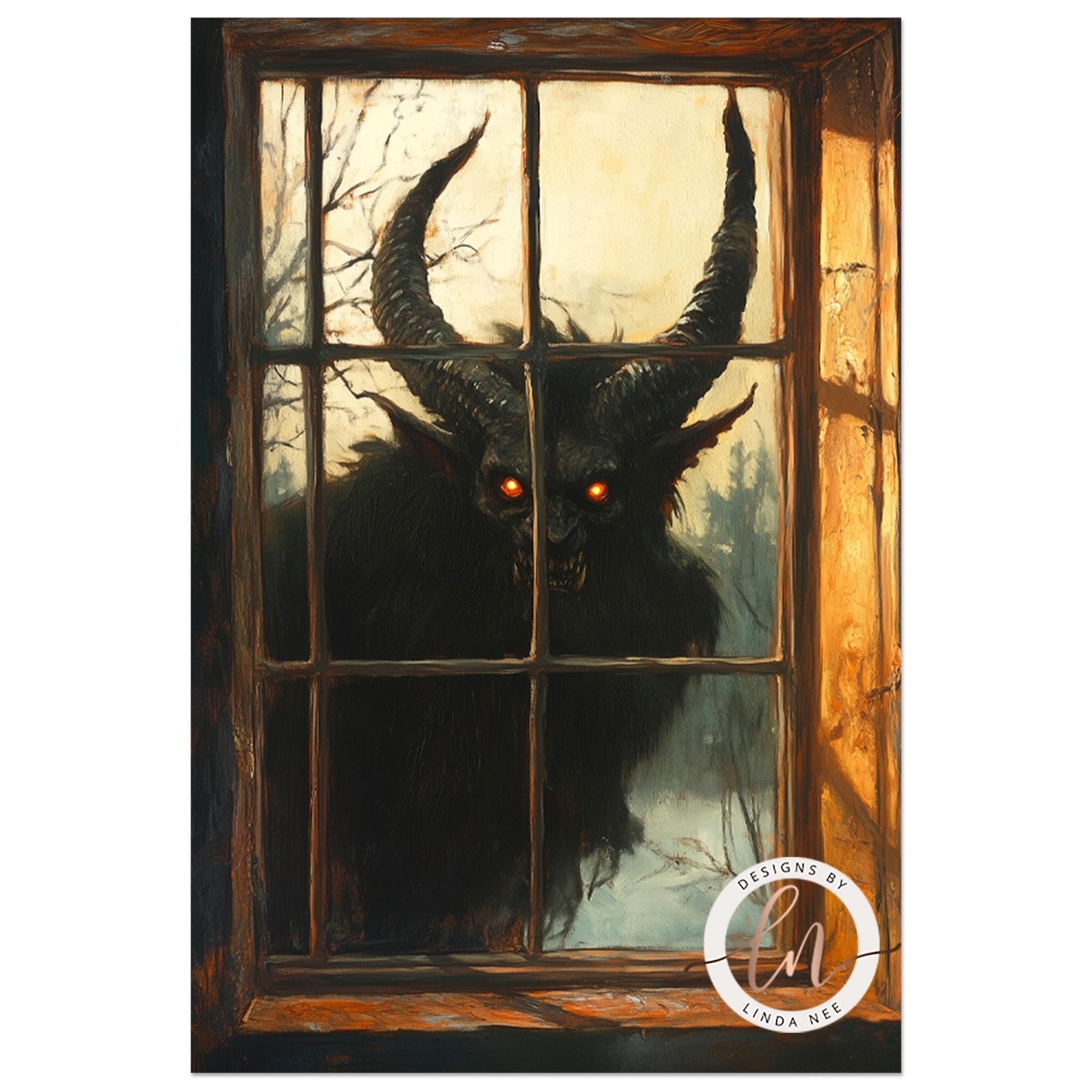 Lurking Krampus Christmas Art - Metal & Fine Art Print