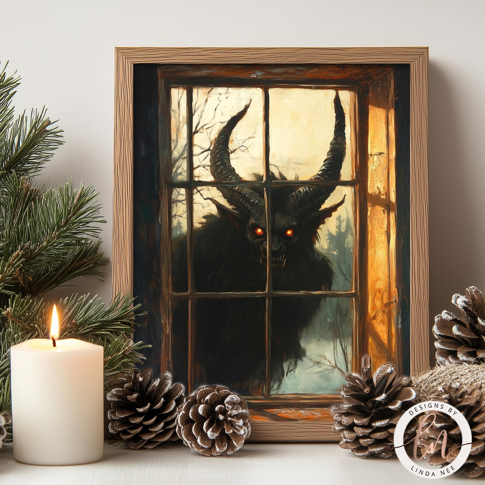 Lurking Krampus Christmas Art - Metal & Fine Art PrintDesigns by Linda Nee