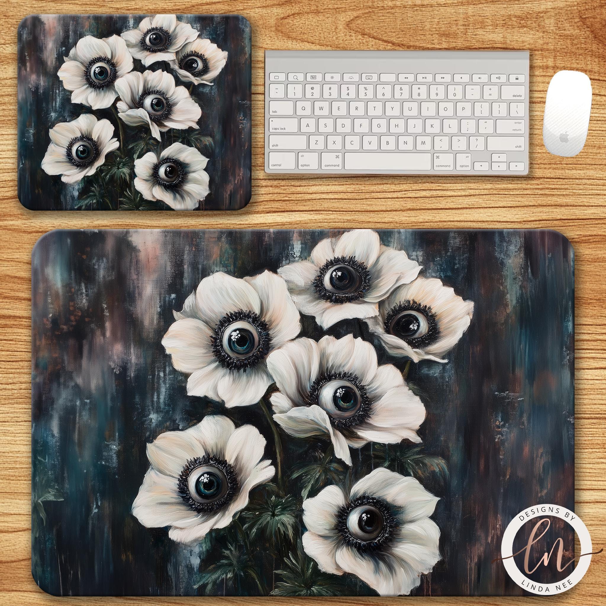 Macabre Botanical Goth Mousepad - Victorian Dark Academia