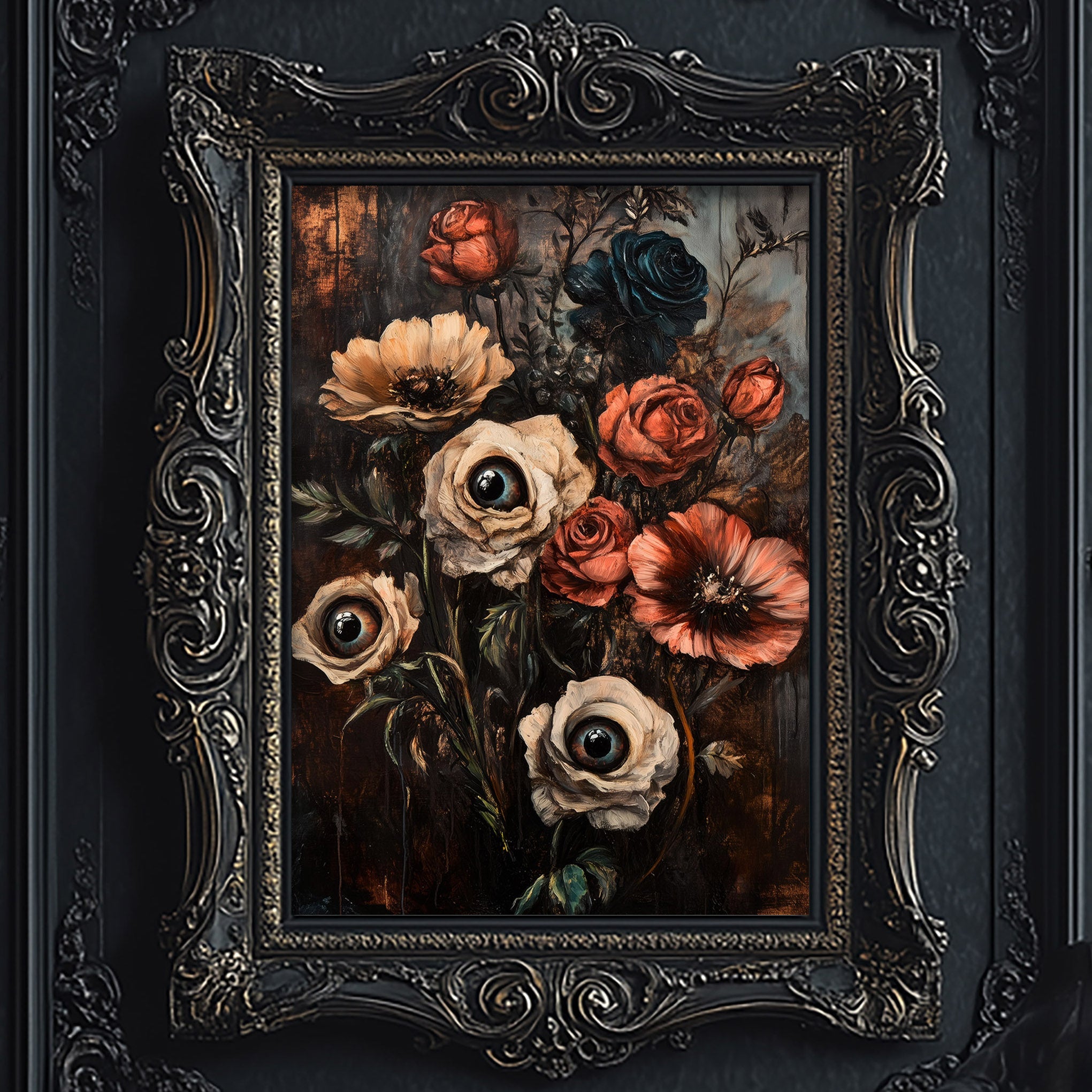 Macabre Botanical Goth Wall Art Print - Available on Metal or Fine Art Paper