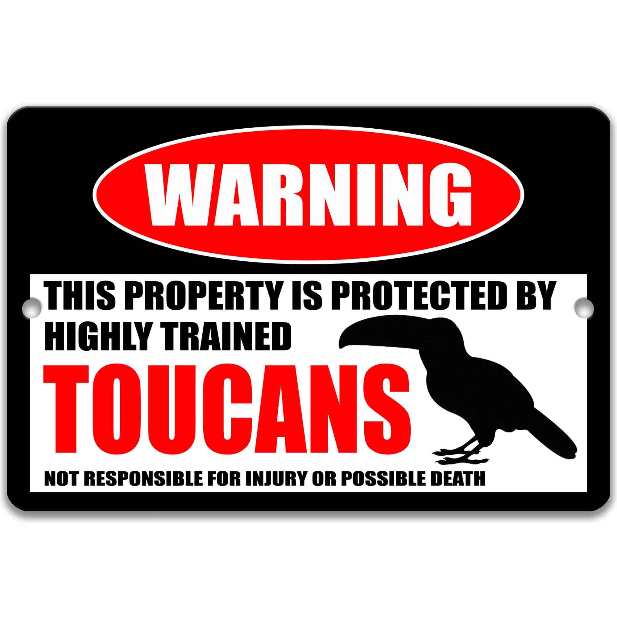 Metal Toucan Sign - Tropical Welcome Yard Decor Humorous Outdoor Decor - Toucan Warning