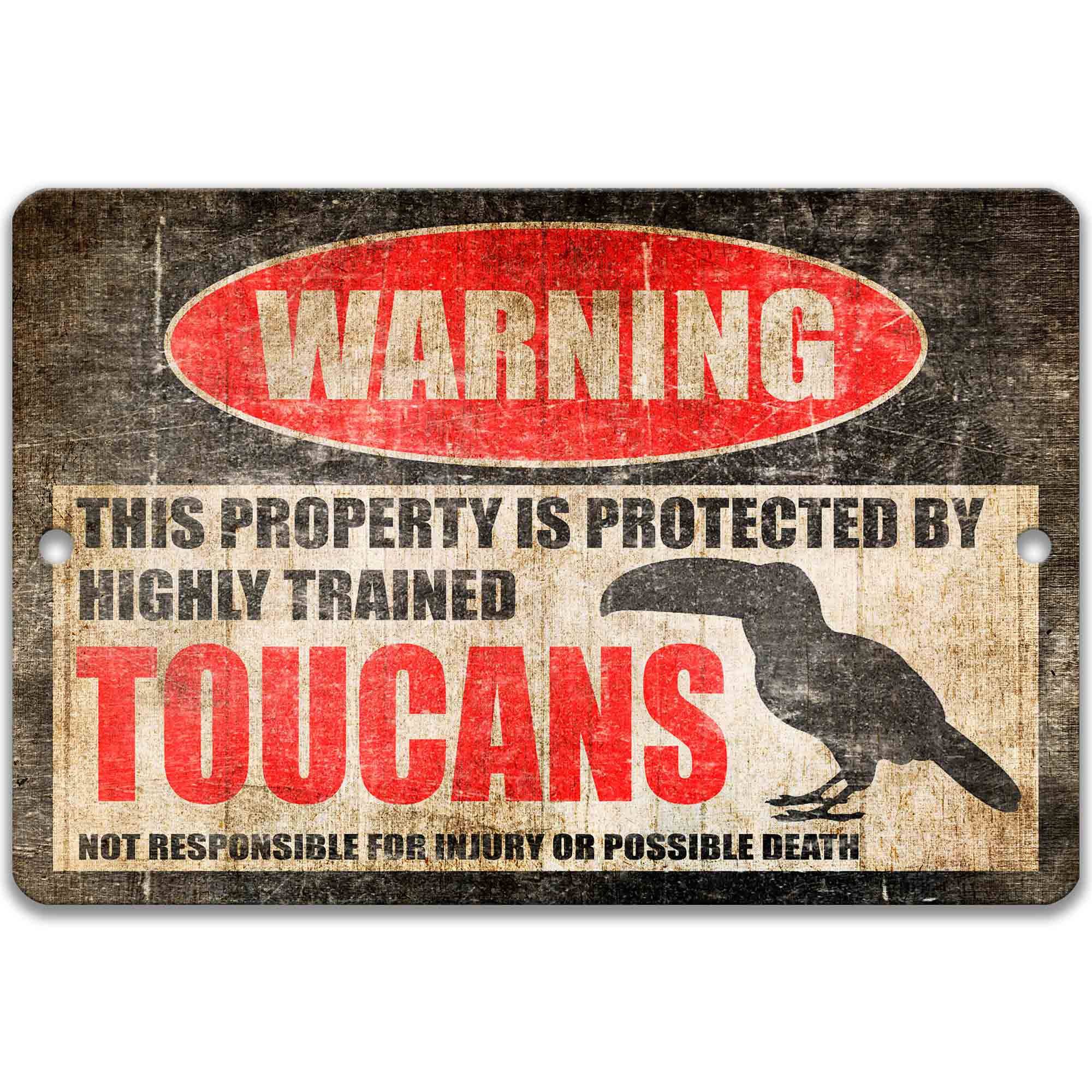 Metal Toucan Sign - Tropical Welcome Yard Decor Humorous Outdoor Decor - Toucan Warning