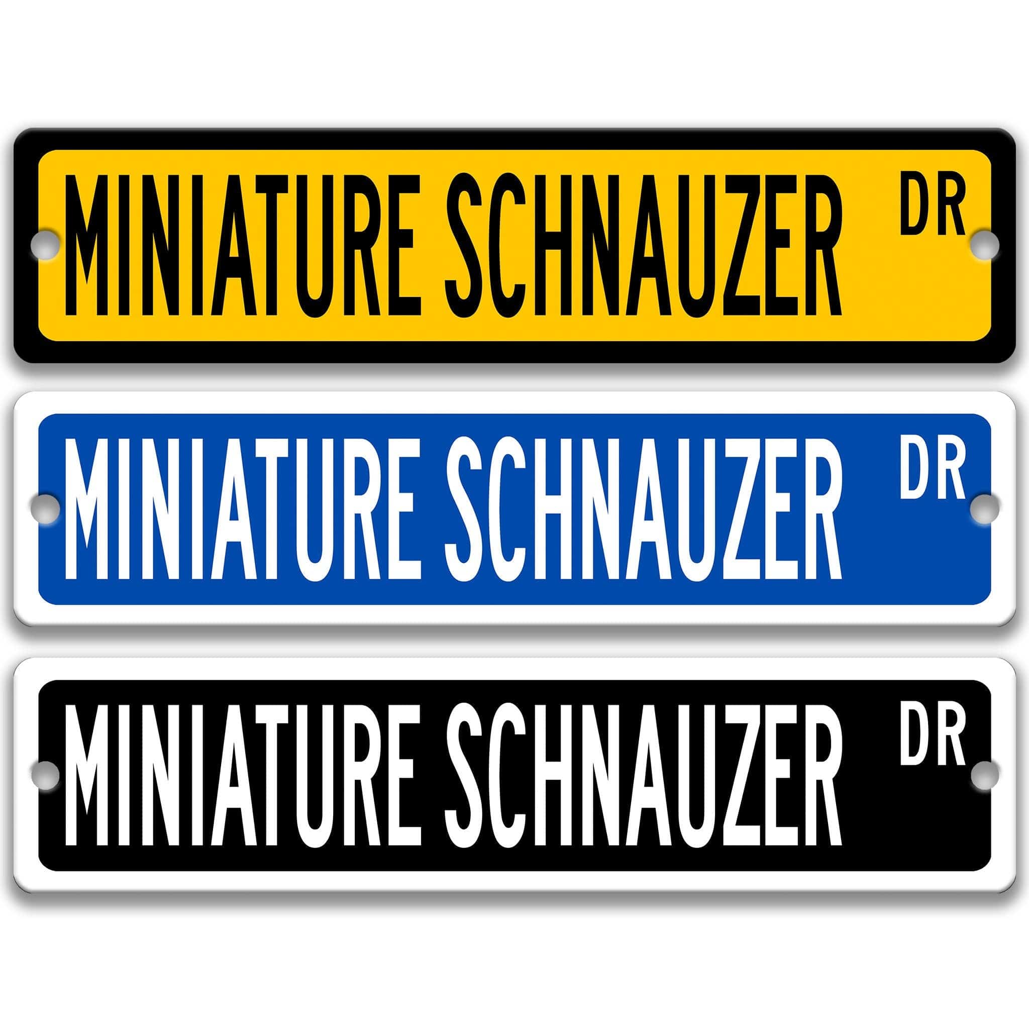 Miniature Schnauzer Dog Metal Street Sign