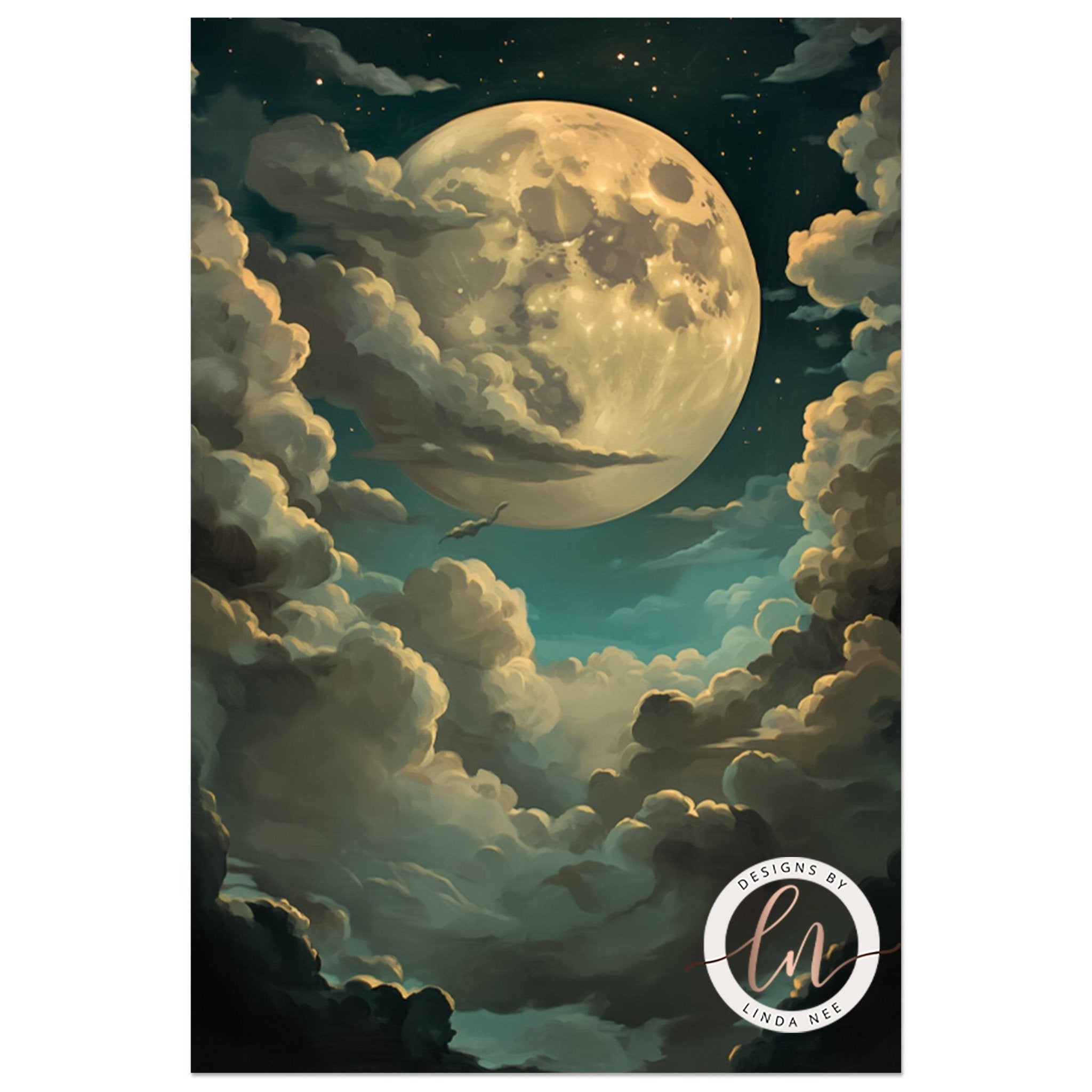 Moody Celestial Full Moon Wall Art - Metal or Paper