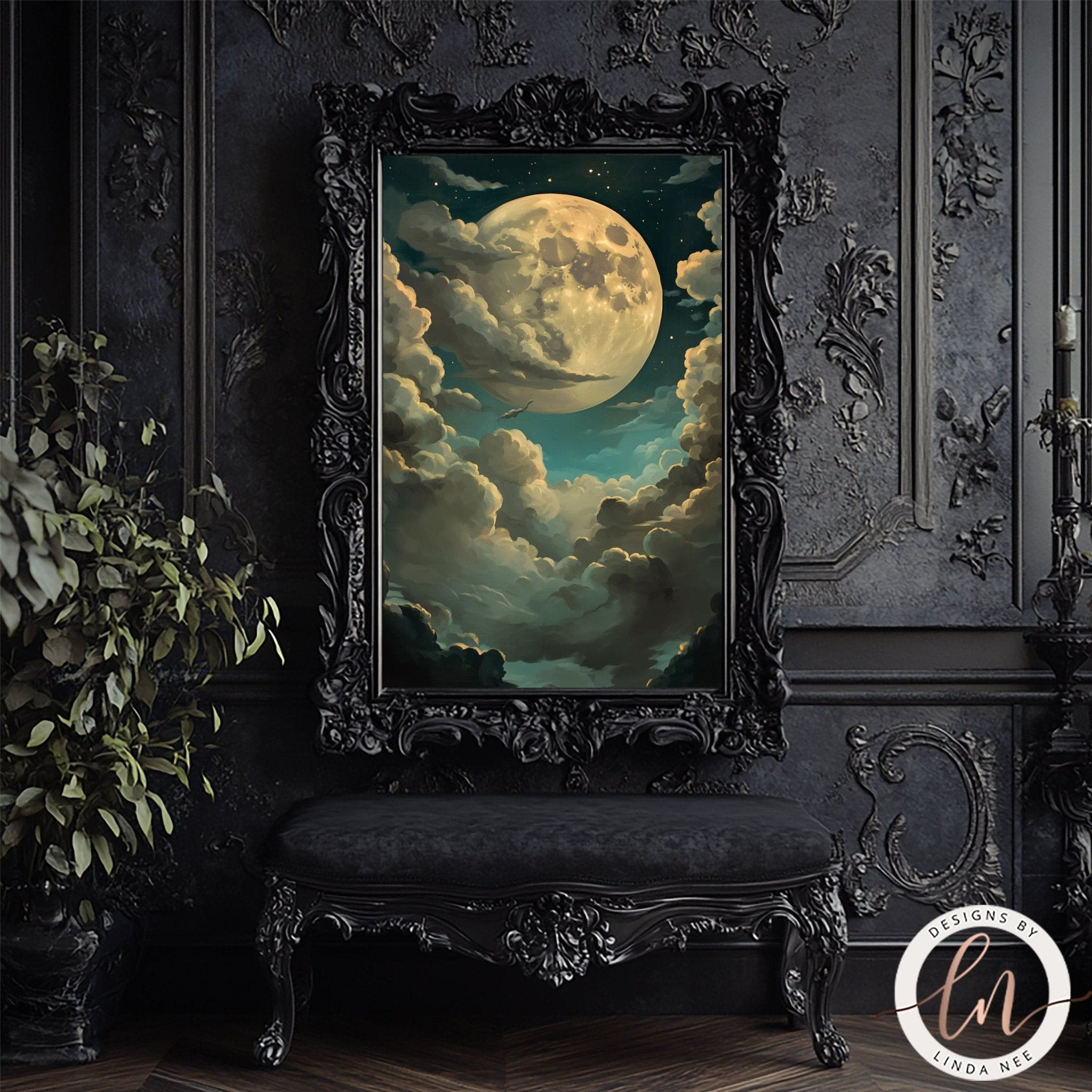 Moody Celestial Full Moon Wall Art Print - Available on Metal or Fine Art Paper