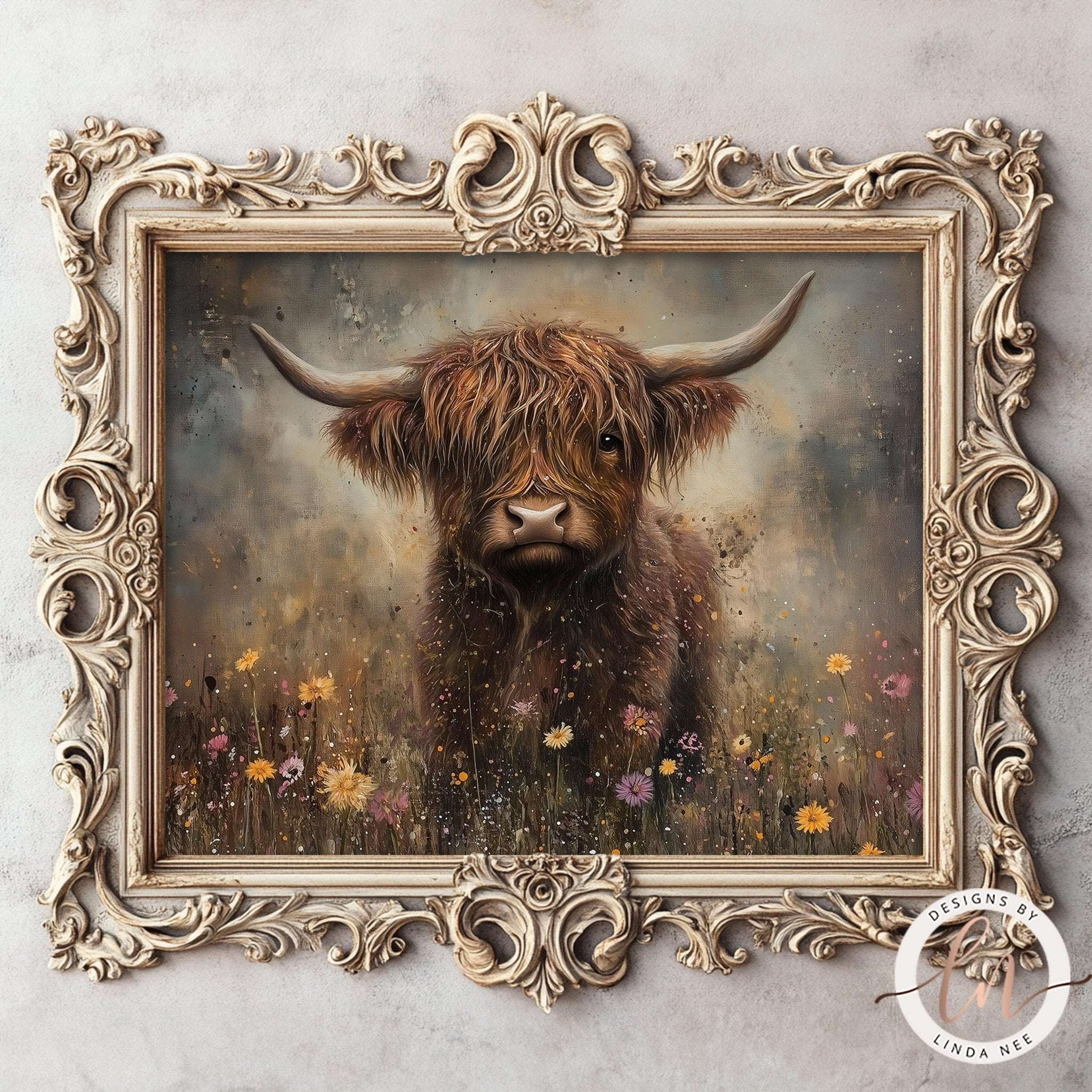 Moody Highland Cow Portrait