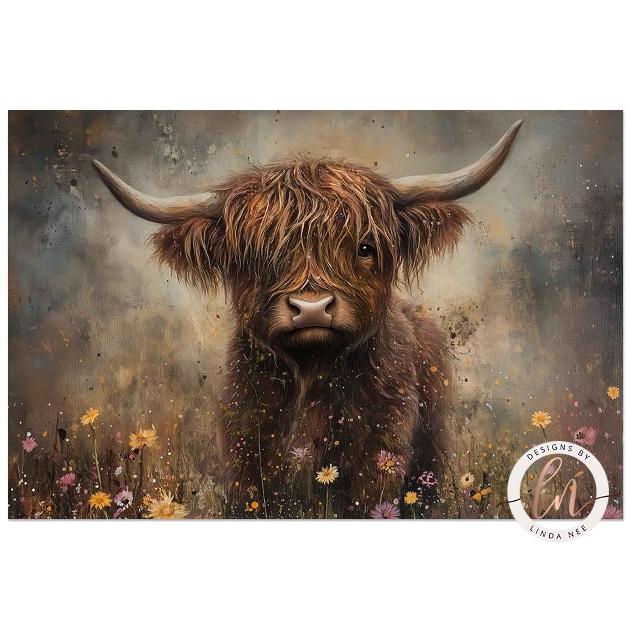 Moody Highland Cow Portrait