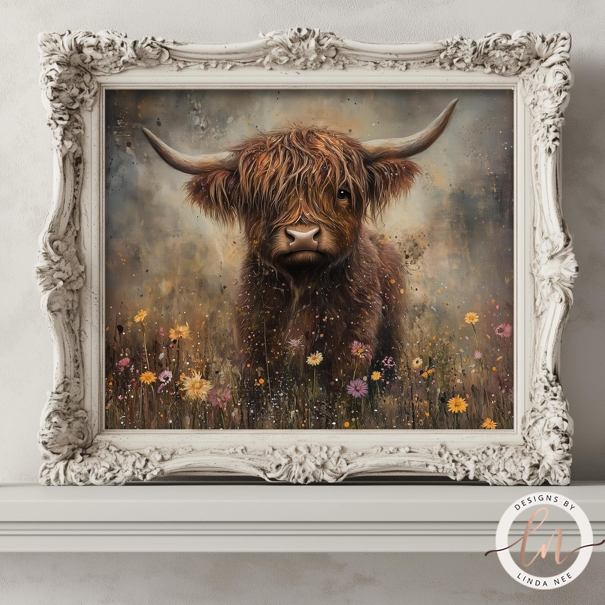 Moody Highland Cow Portrait