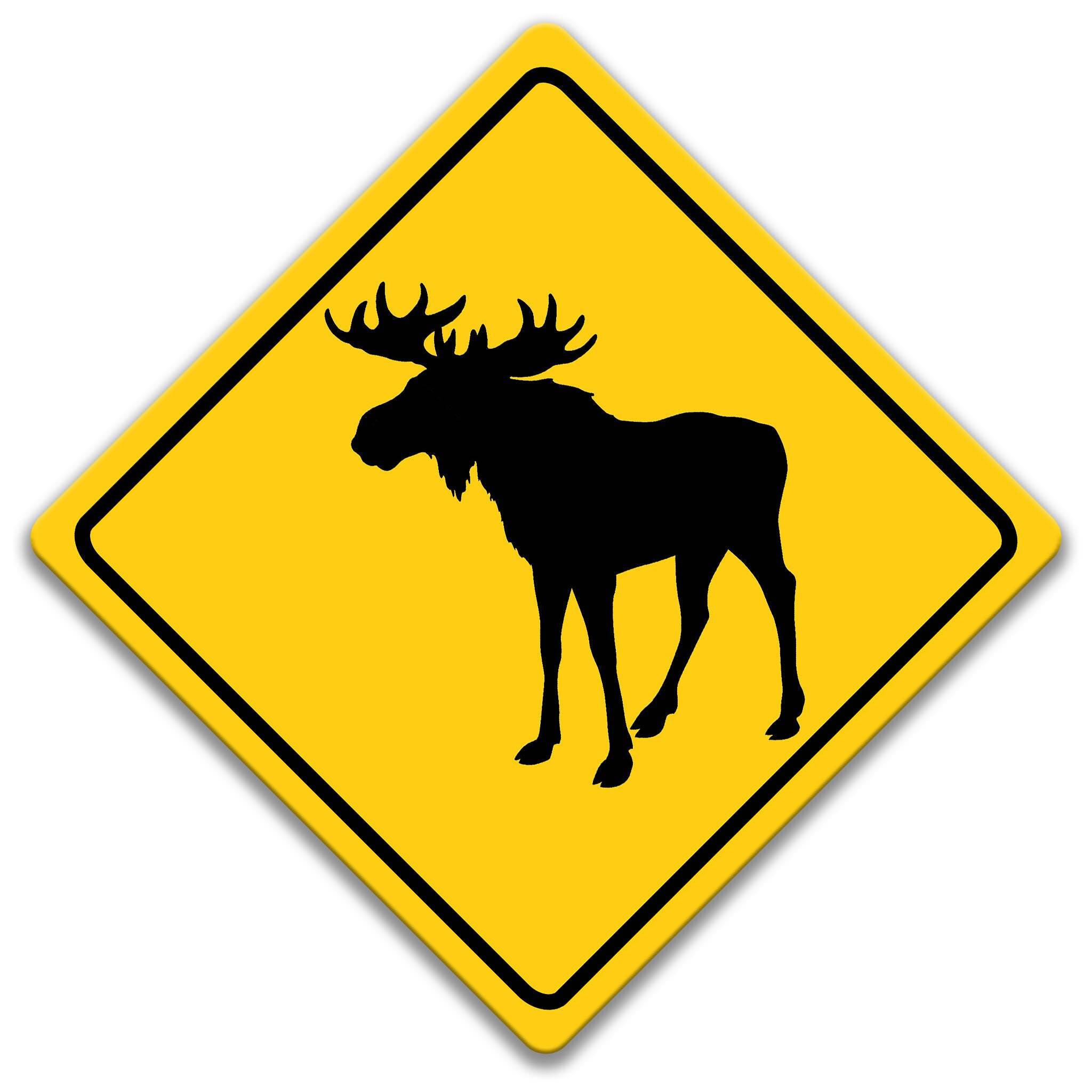 Moose Crossing Caution Sign