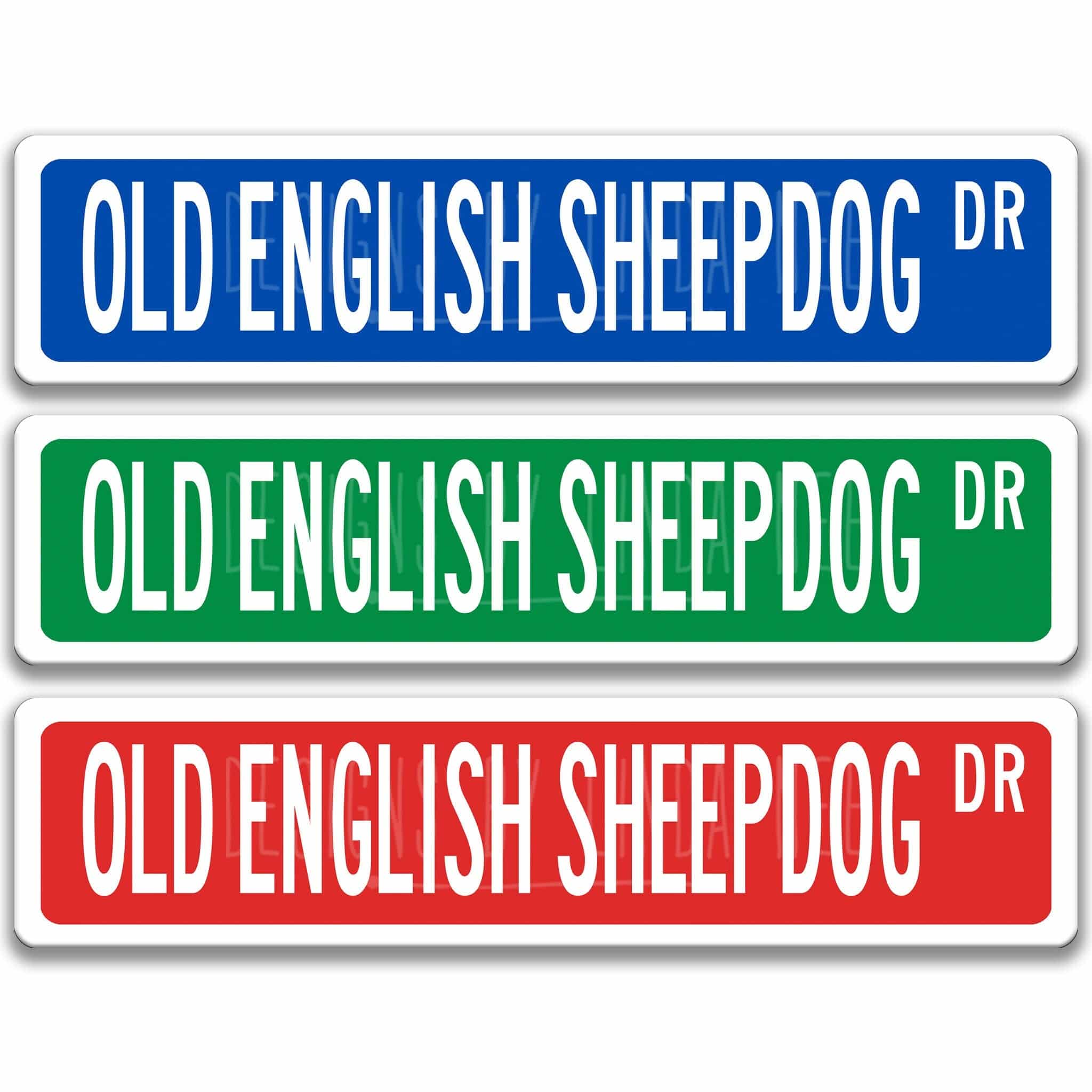 Old English Sheepdog Metal Street Sign