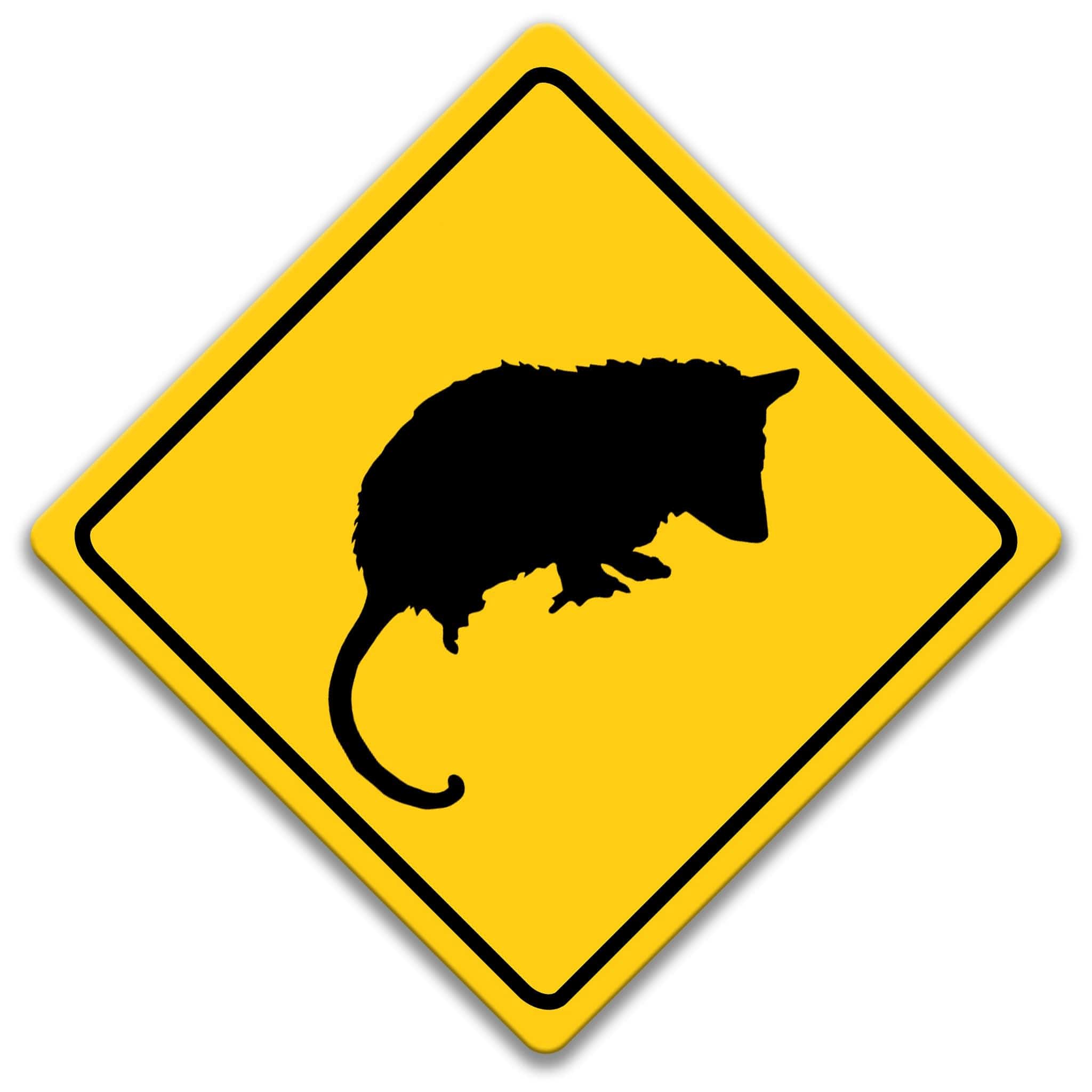 Opossum Crossing Caution Sign