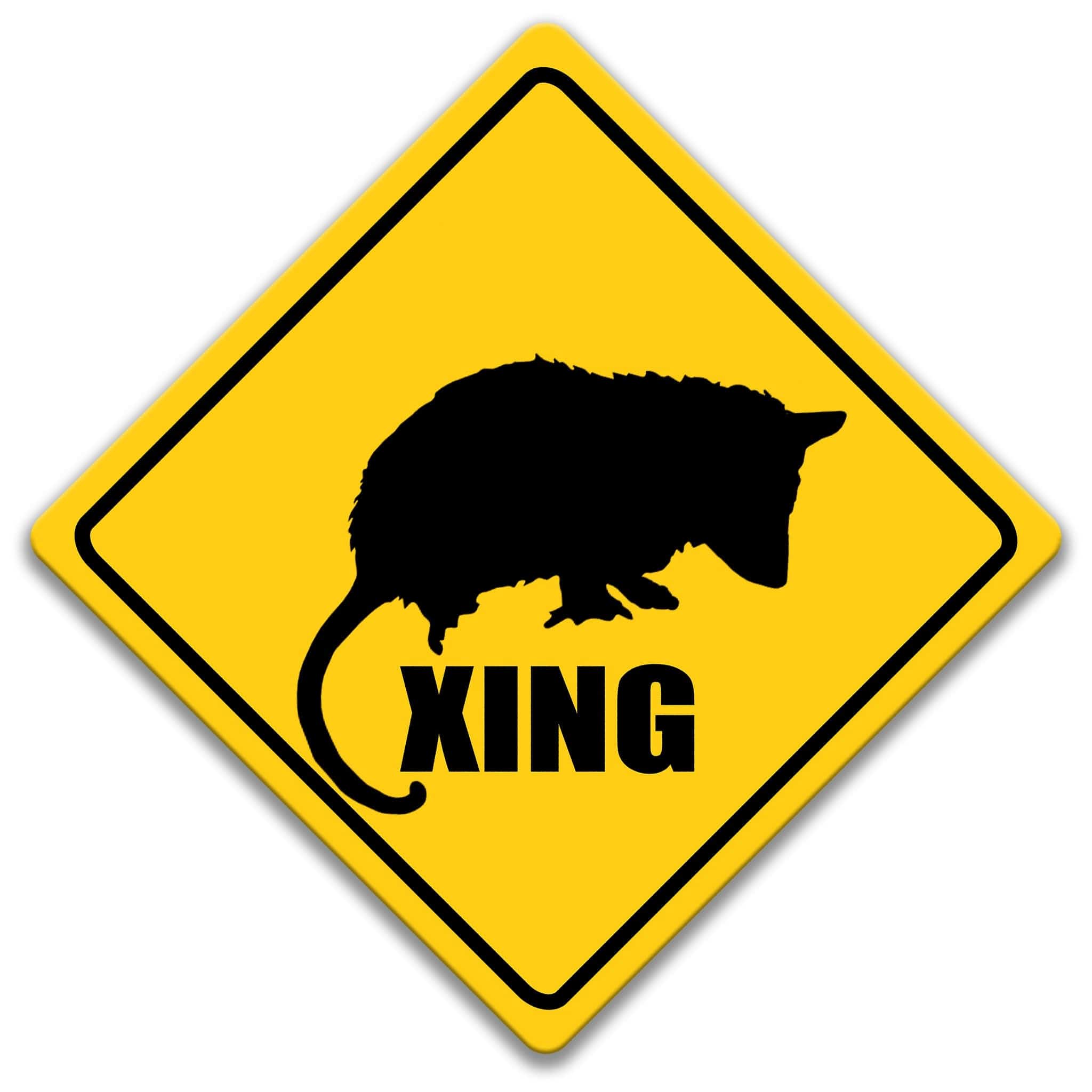 Opossum XING Caution Sign