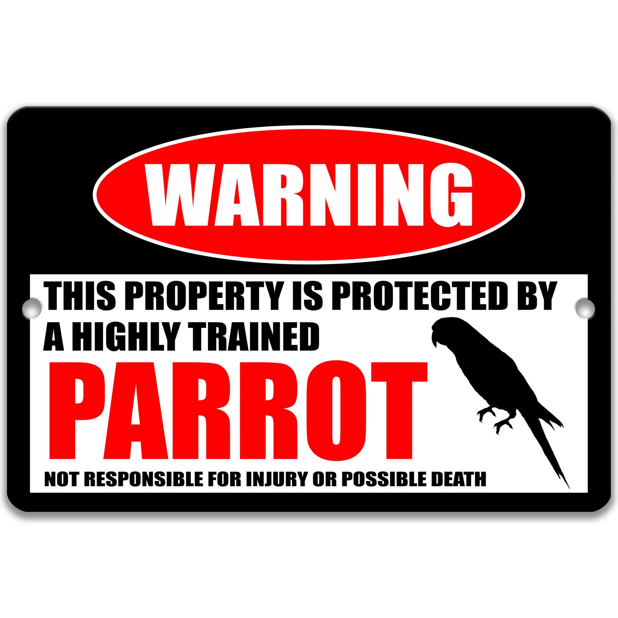 Parrot Sign - Funny Decor and Gift for Parrot Lovers - Beware of Parrot Warning Plaque - Cockatoo Decor and Bird Cage Sign