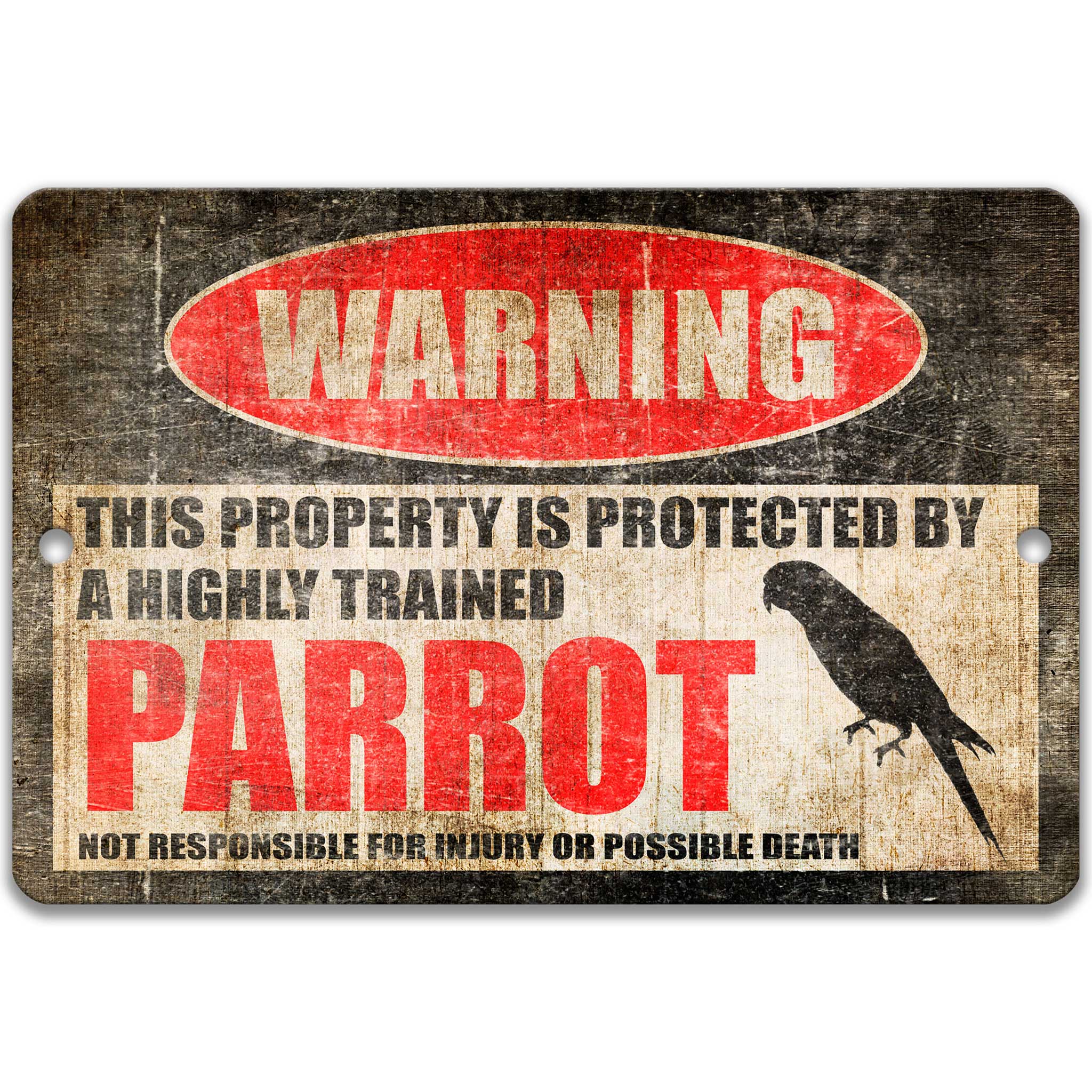 Parrot Sign - Funny Decor and Gift for Parrot Lovers - Beware of Parrot Warning Plaque - Cockatoo Decor and Bird Cage Sign