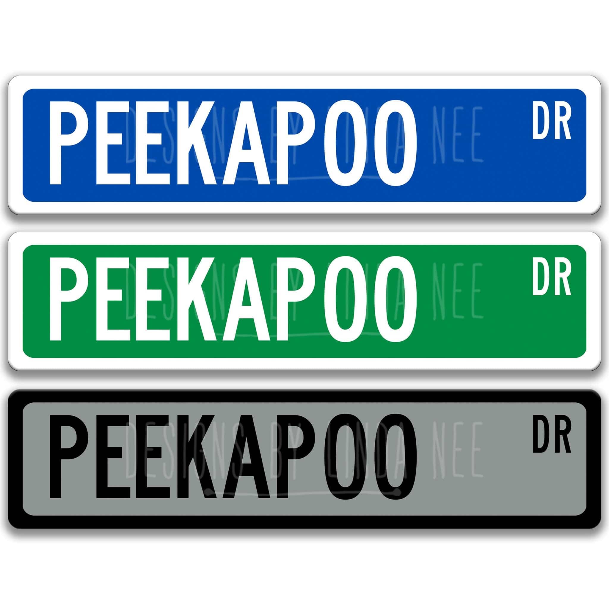 Peekapoo Dog Metal Street Sign