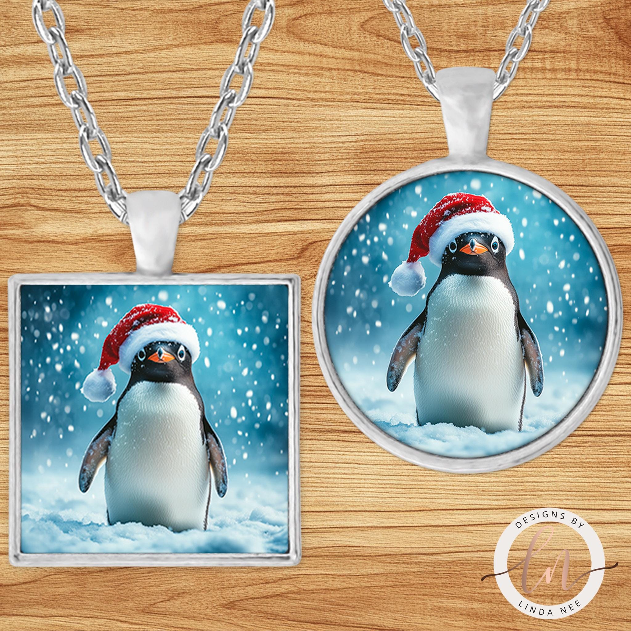 Penguin Necklace - Cute Santa Penguin Christmas Pendant