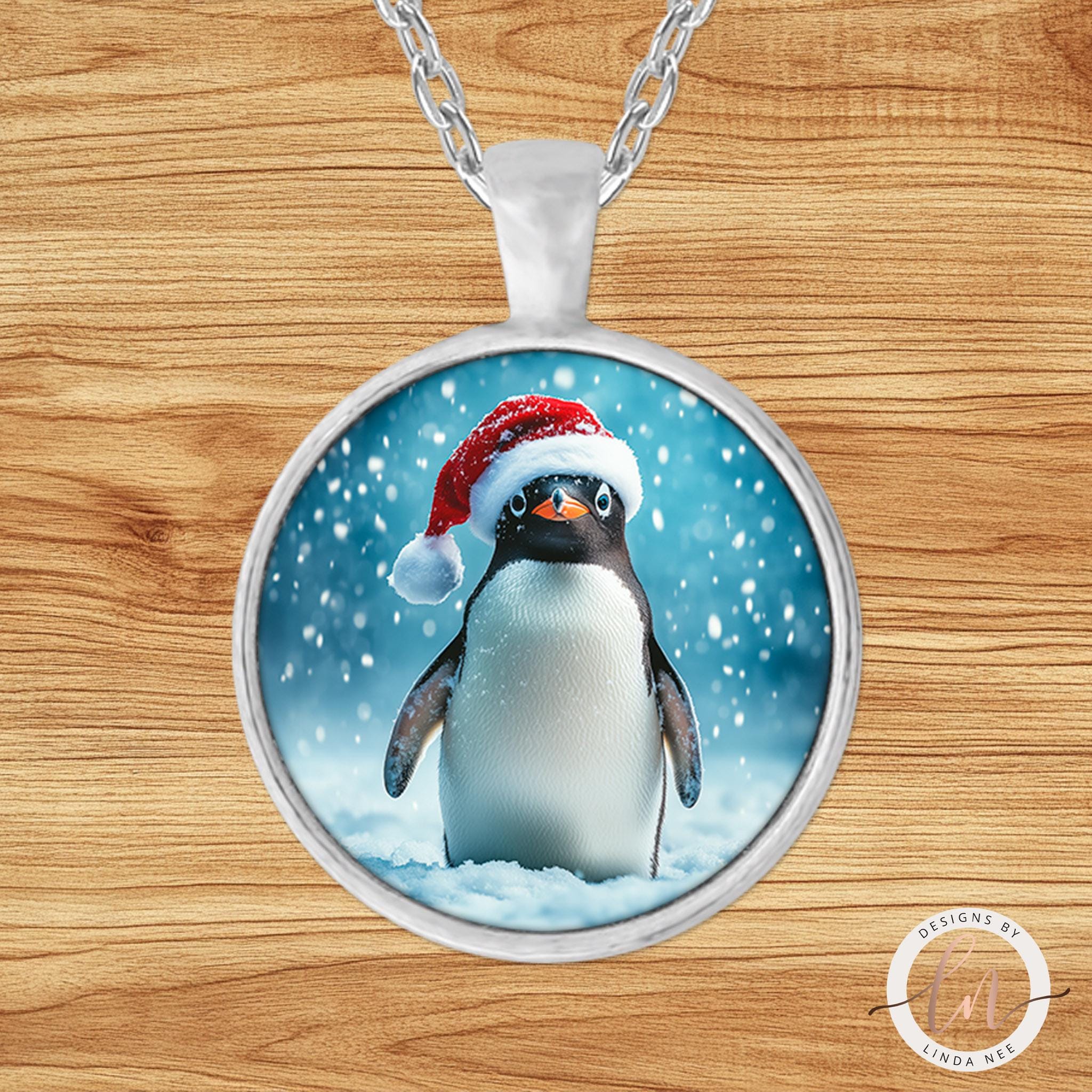 Penguin Necklace - Cute Santa Penguin Christmas Pendant