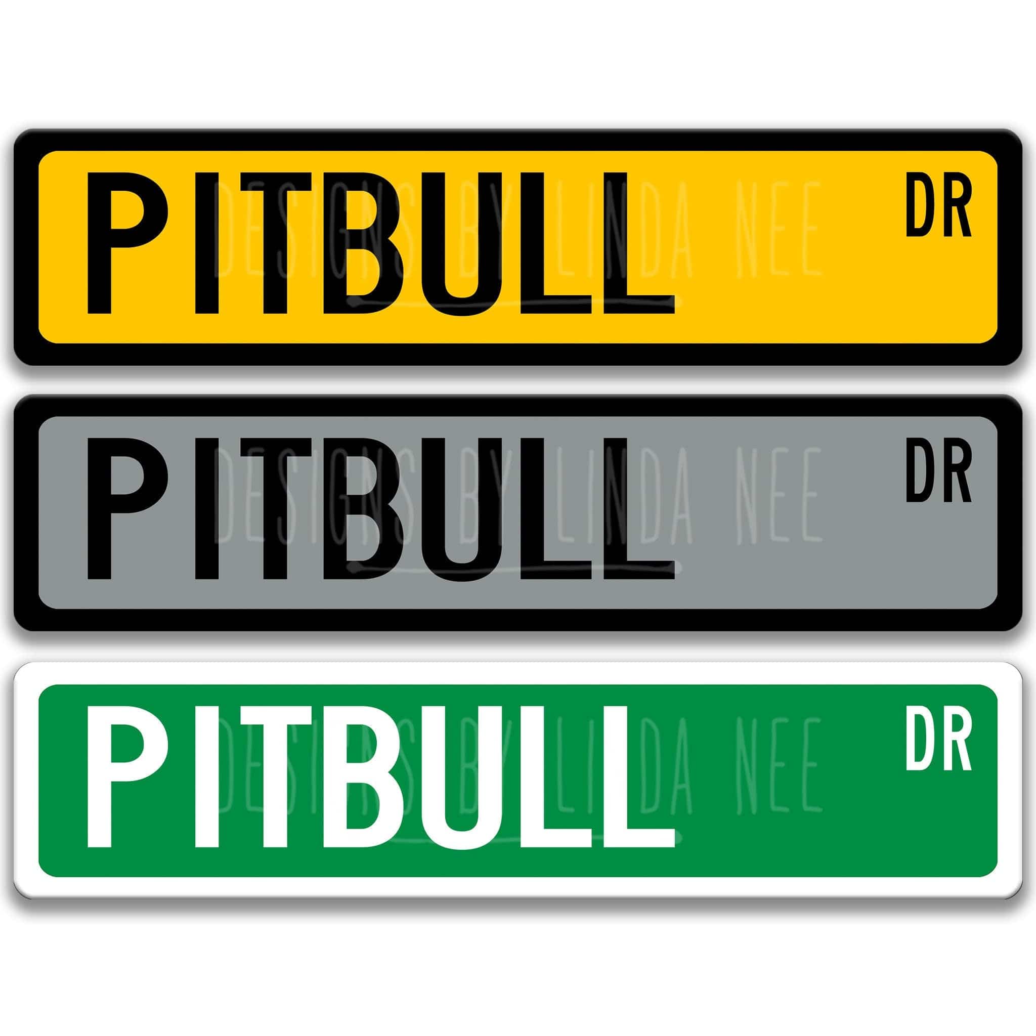 Pitbull Dog Metal Street Sign