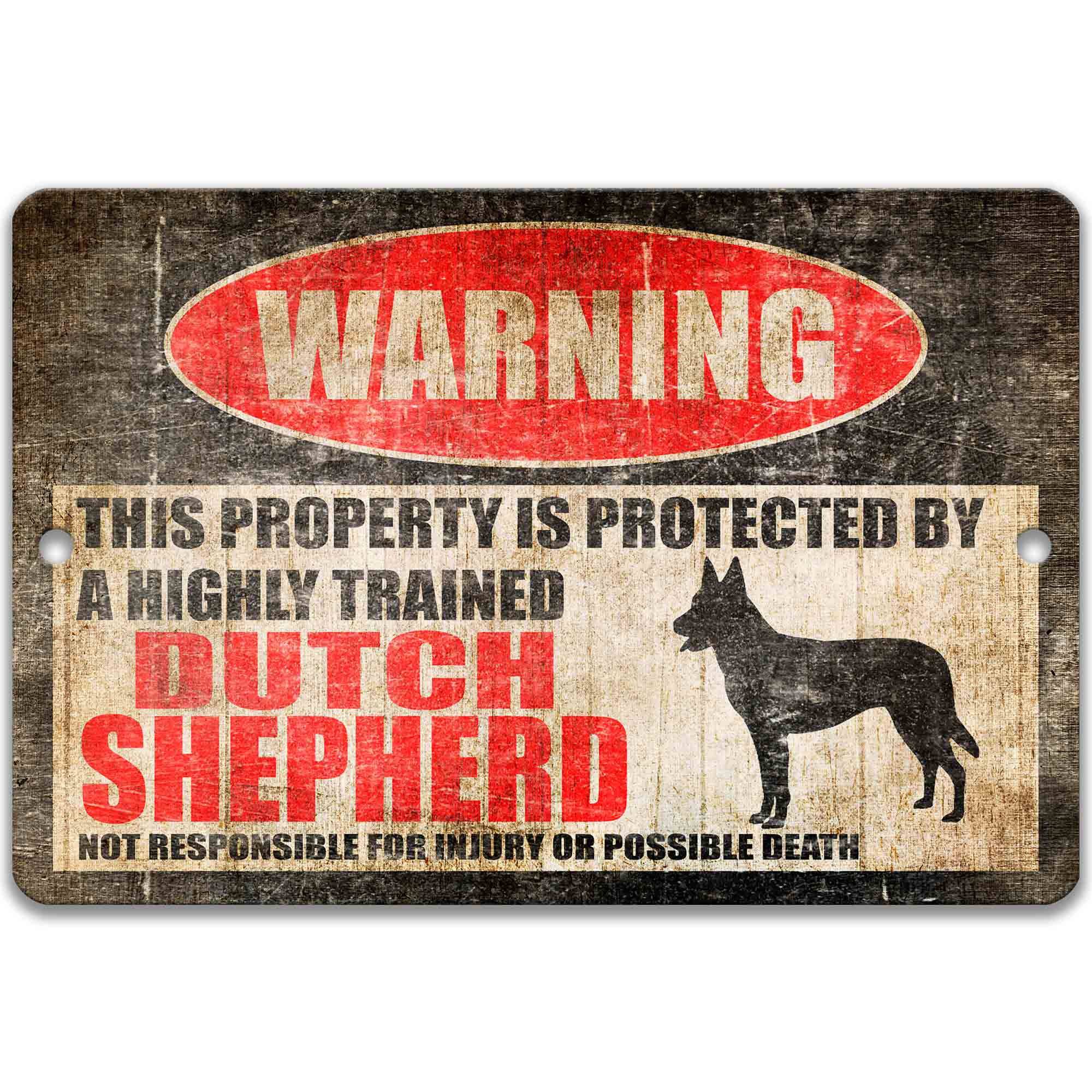 Protect Your Property with this K9 Security Dog Sign - Dutch Shepherd German Shepherd and Malinois Breeds Guarding Your Home