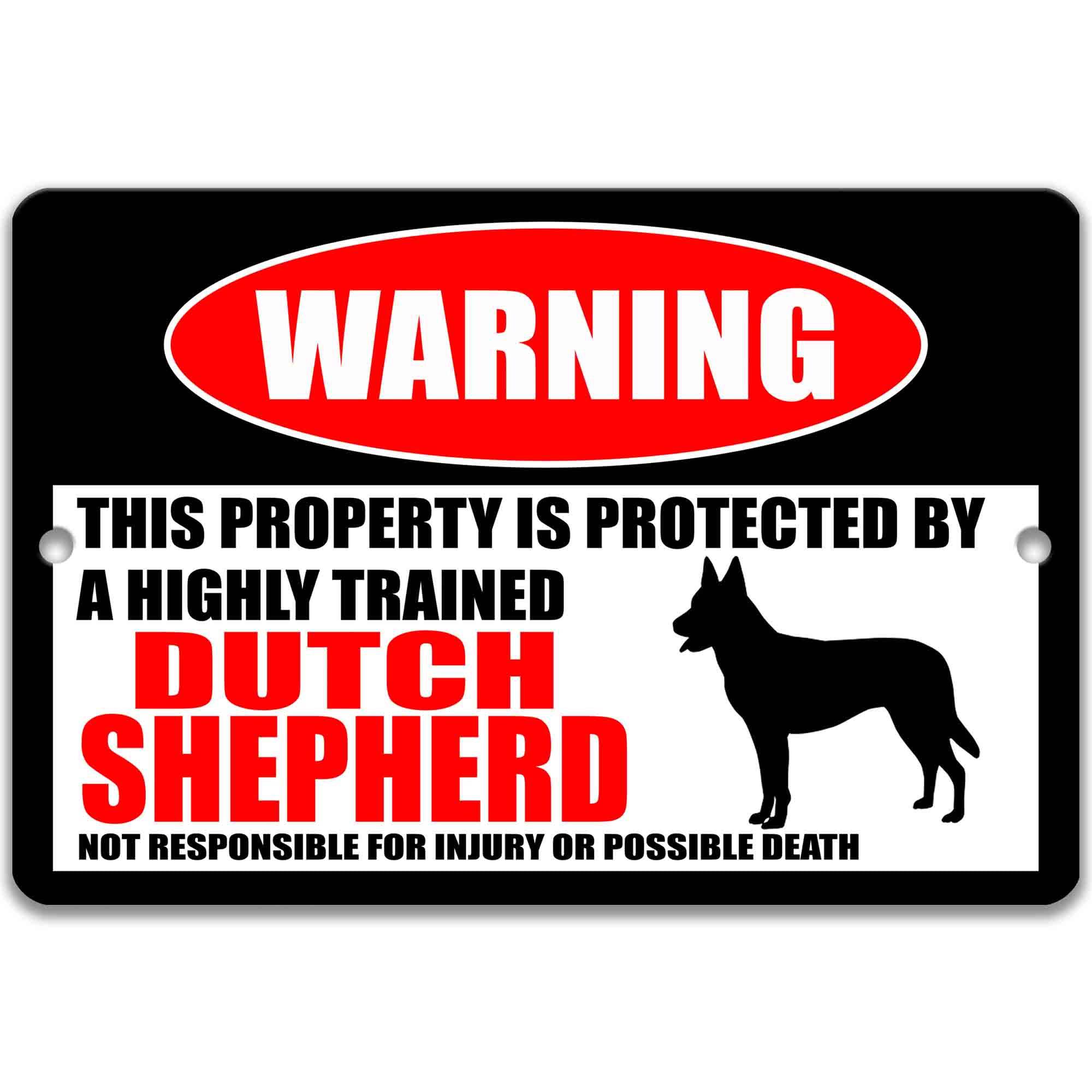 Protect Your Property with this K9 Security Dog Sign - Dutch Shepherd German Shepherd and Malinois Breeds Guarding Your Home