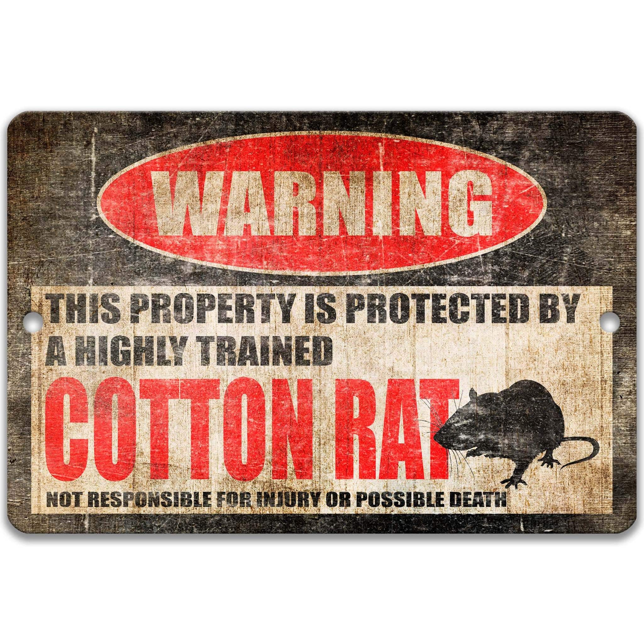 Rat Warning Sign - Funny Cotton Rat Decor for Campsites - Available in Multiple Sizes