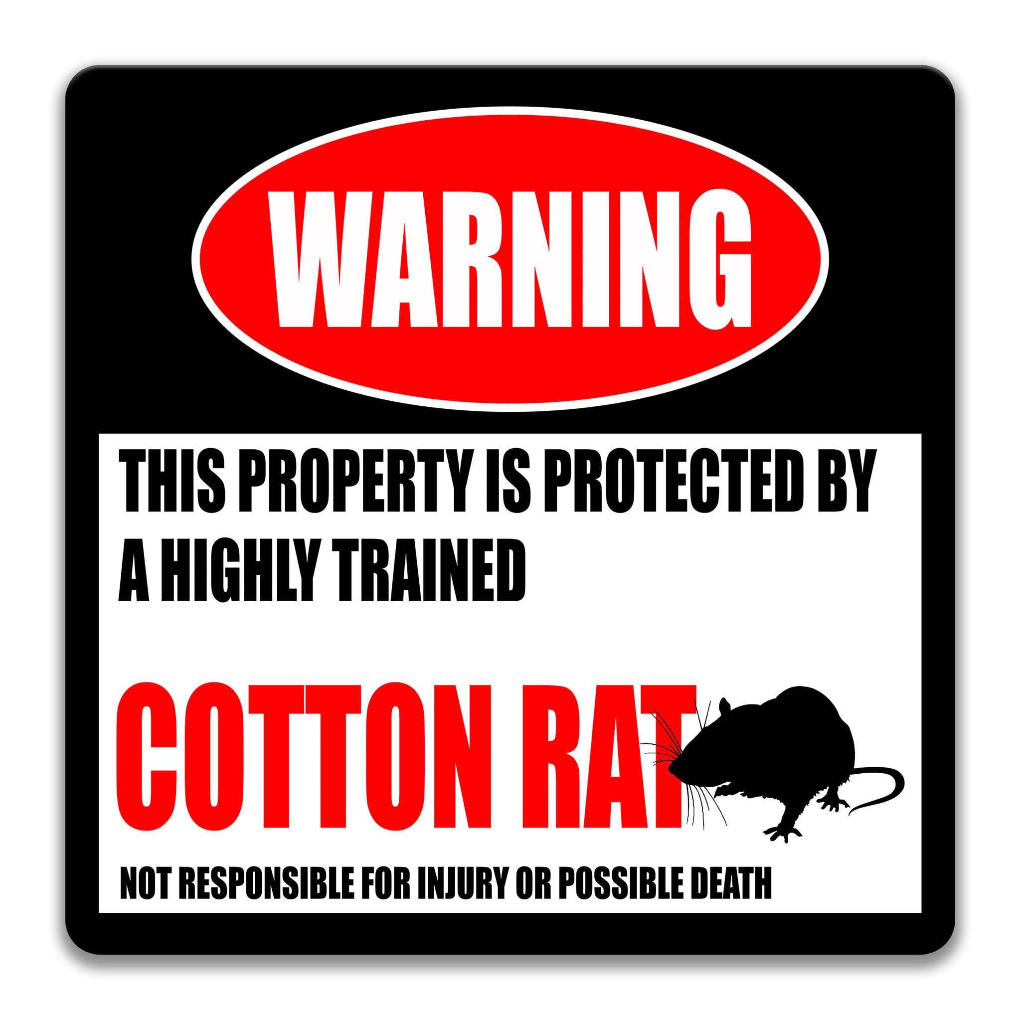 Rat Warning Sign - Funny Cotton Rat Decor for Campsites - Available in Multiple Sizes