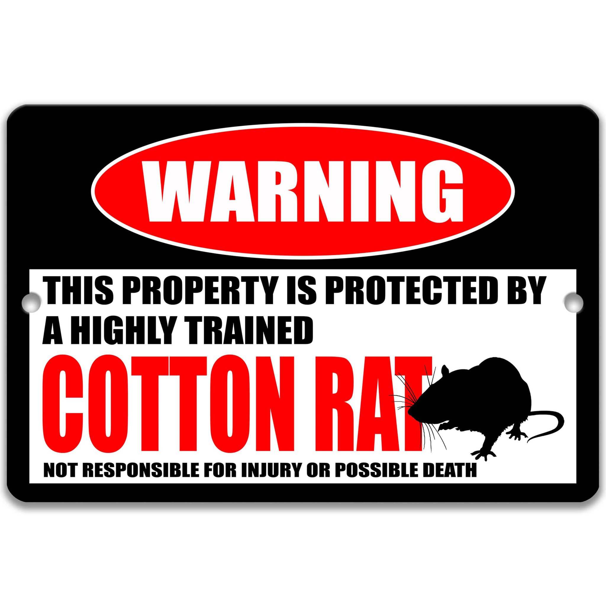 Rat Warning Sign - Funny Cotton Rat Decor for Campsites - Available in Multiple Sizes