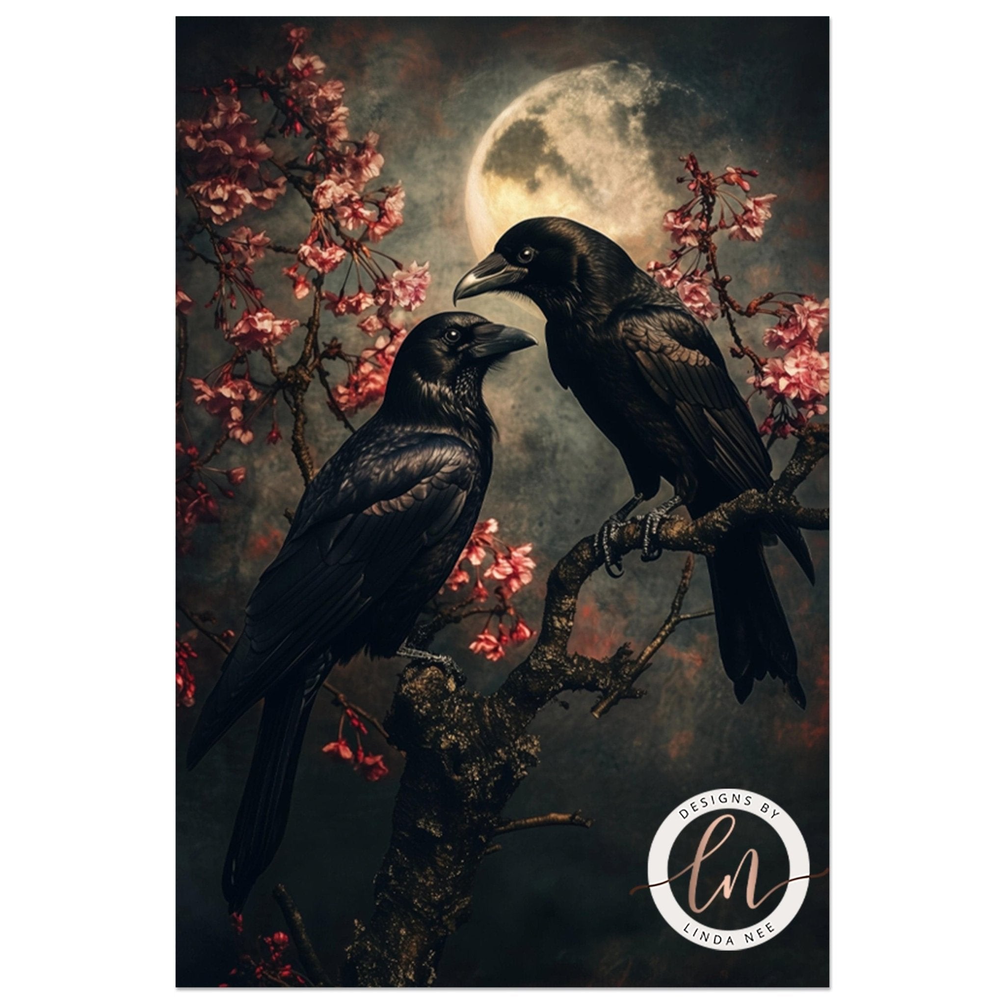 Raven Couple in Dark Forest Wall Art - Metal or Paper