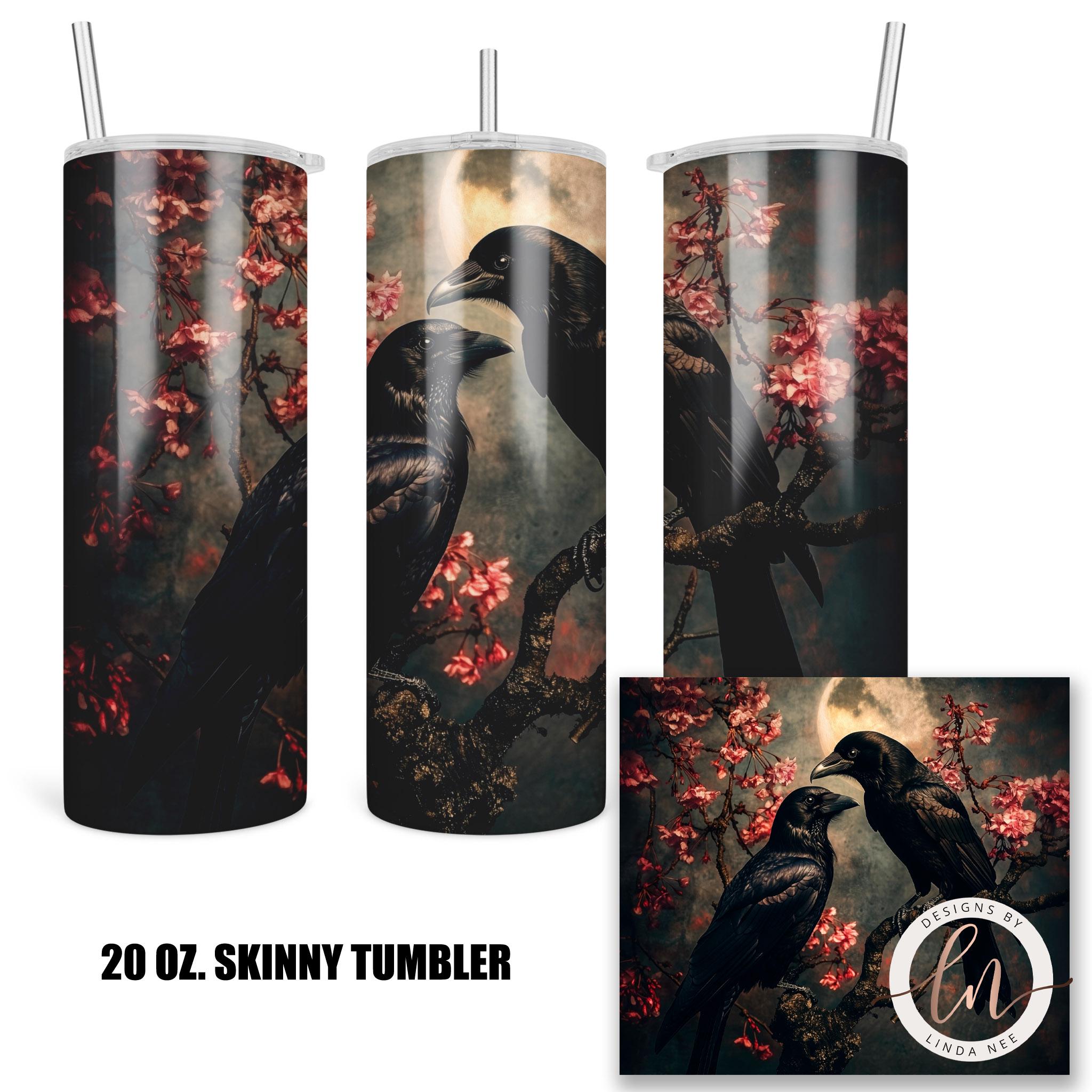 Raven Couple Skinny Tumbler - Gothic Dark Academia