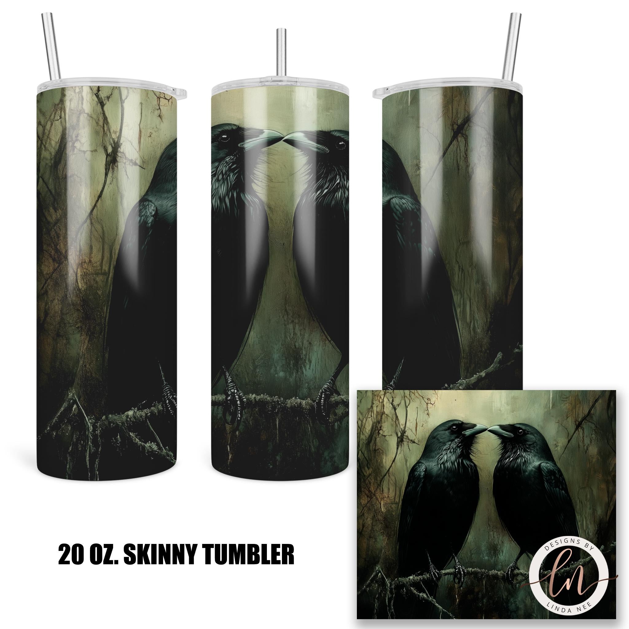 Raven Couple Skinny Tumbler - Gothic Dark Academia Gift