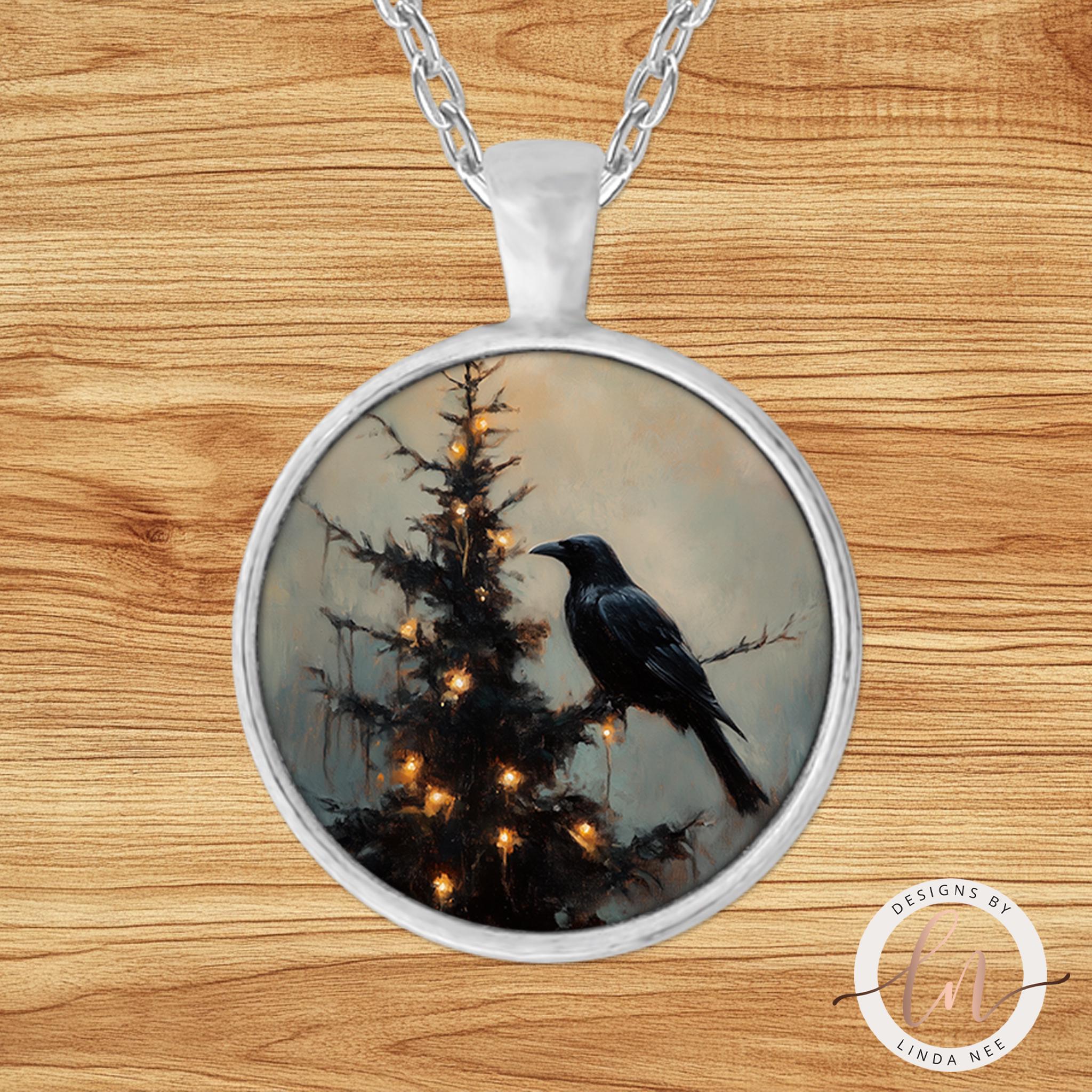 Raven Pendant - Dark Academia Odin's Raven Viking Necklace