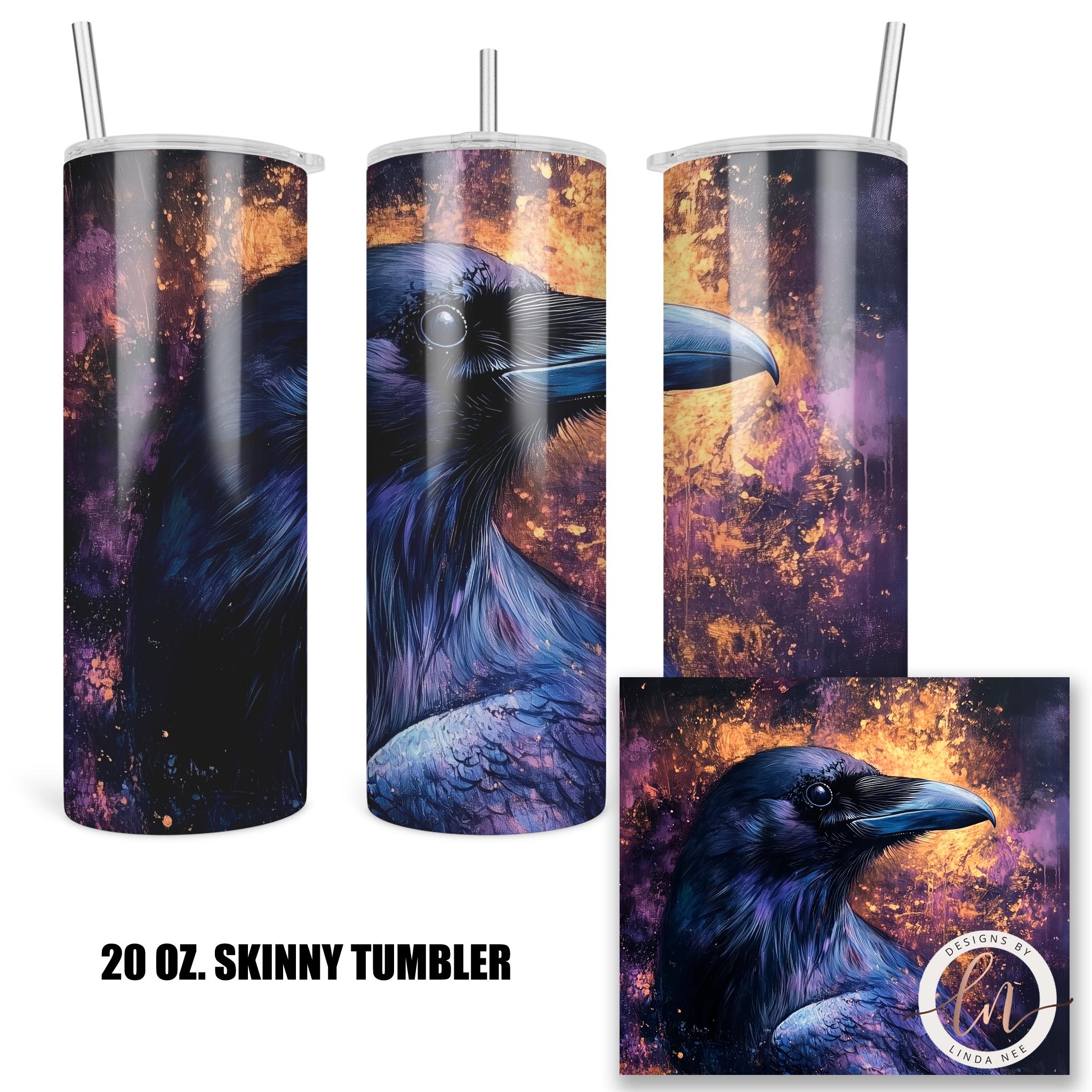 Raven Skinny Tumbler - Gothic Purple Crow Halloween Gift