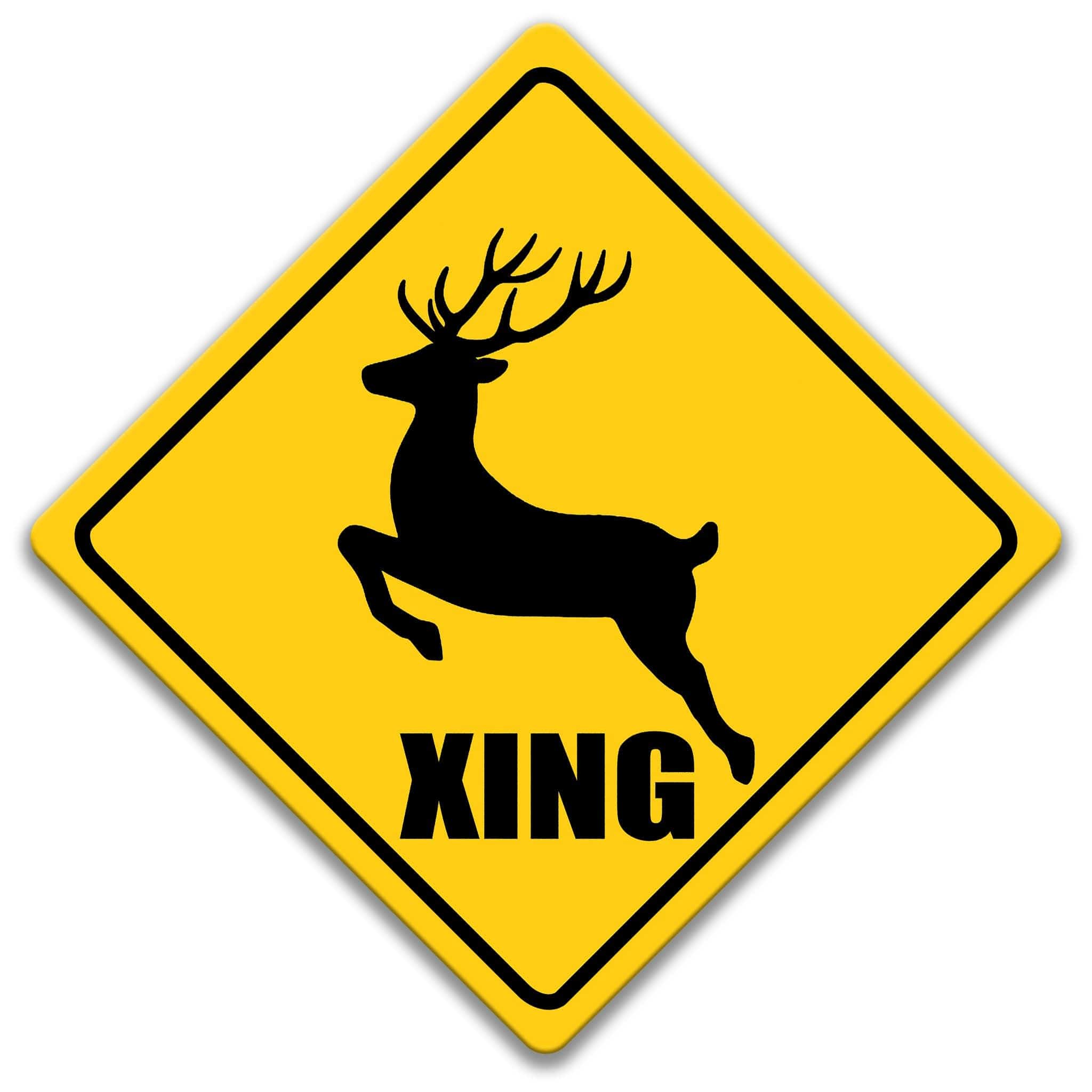 Reindeer XING Caution Sign