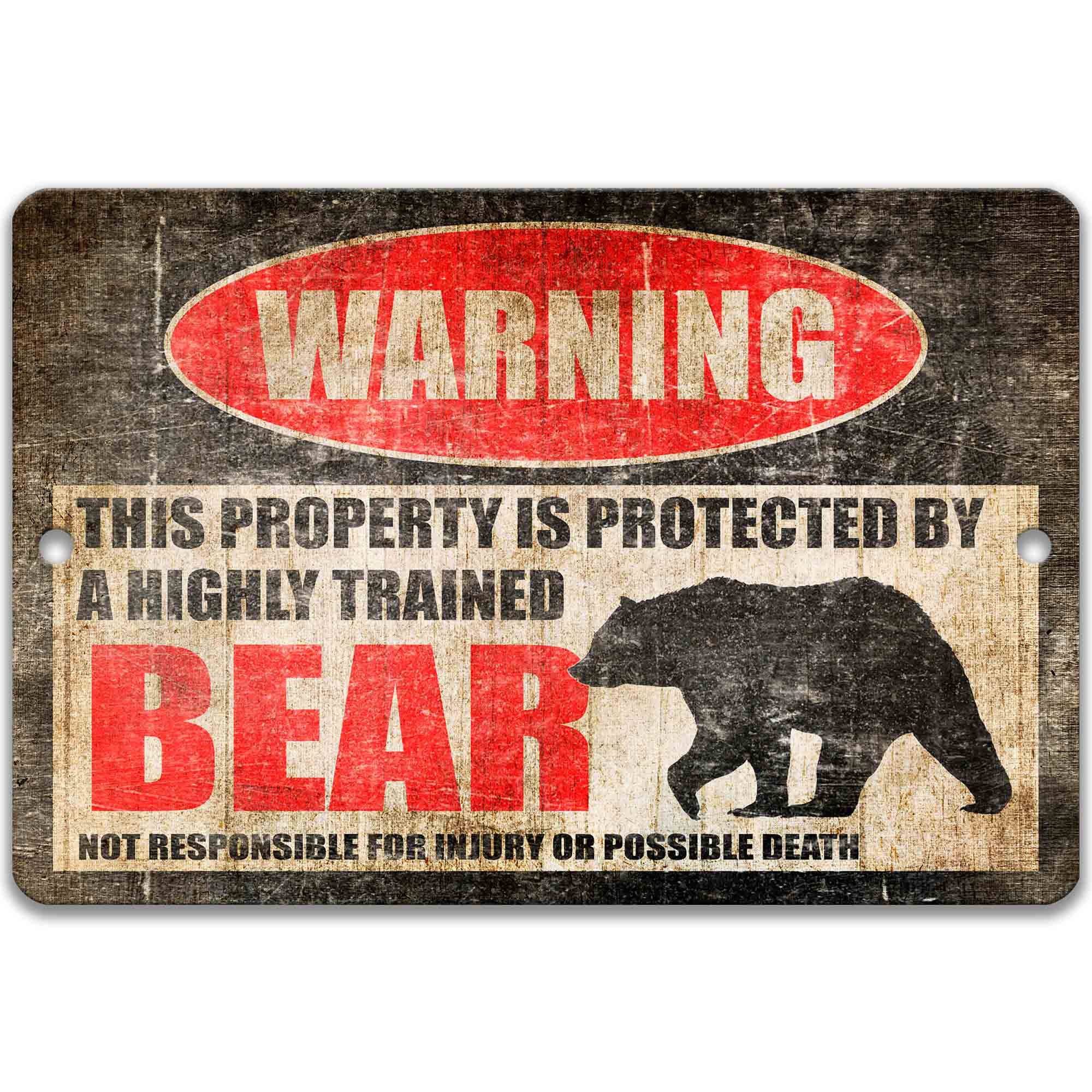 Rustic Bear Metal Sign - Campsite Welcome and Warning - Outdoor Yard Decor for Humorous Bear Lovers