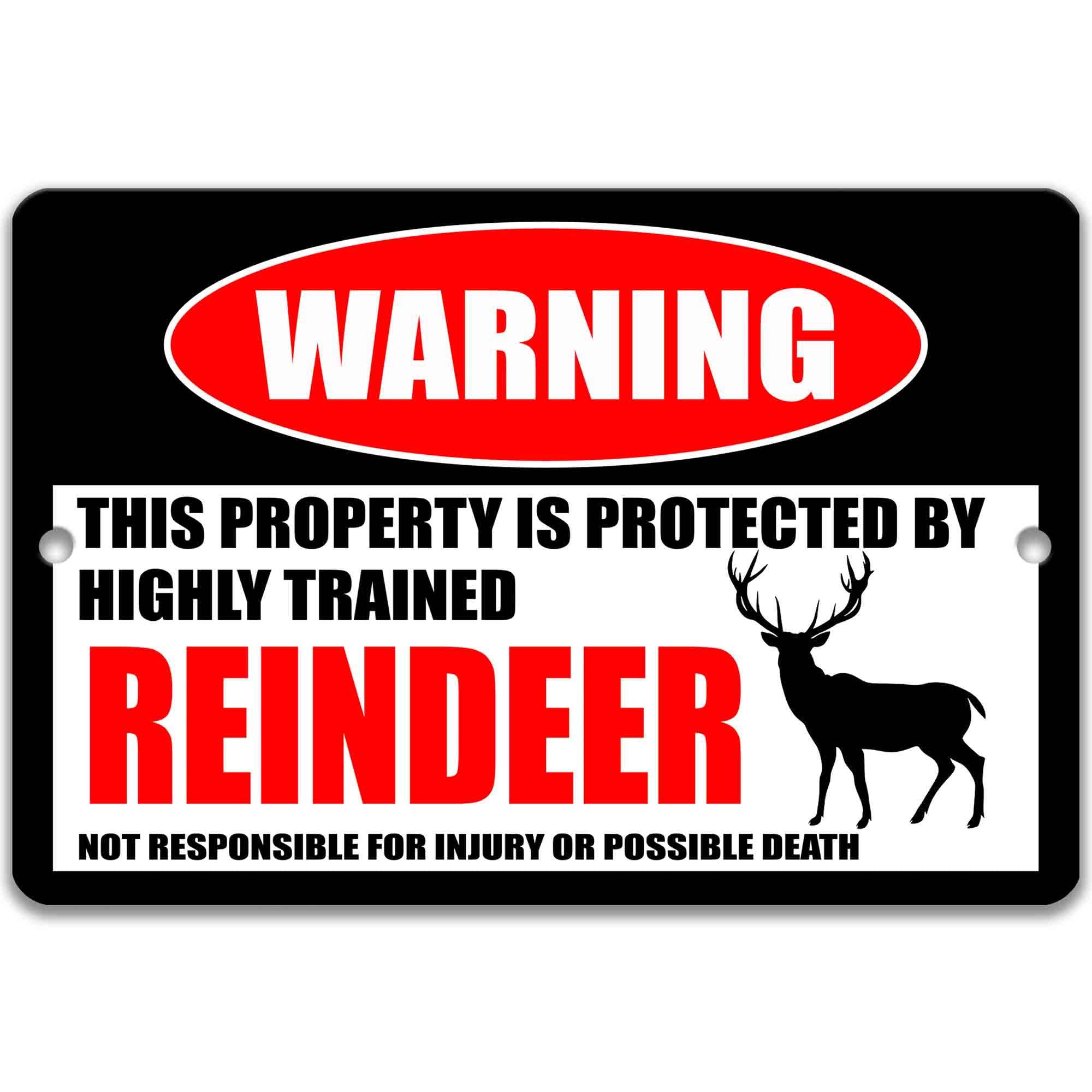 Rustic Reindeer Warning Sign - Funny Cabin Decor - Beware of the Reindeer