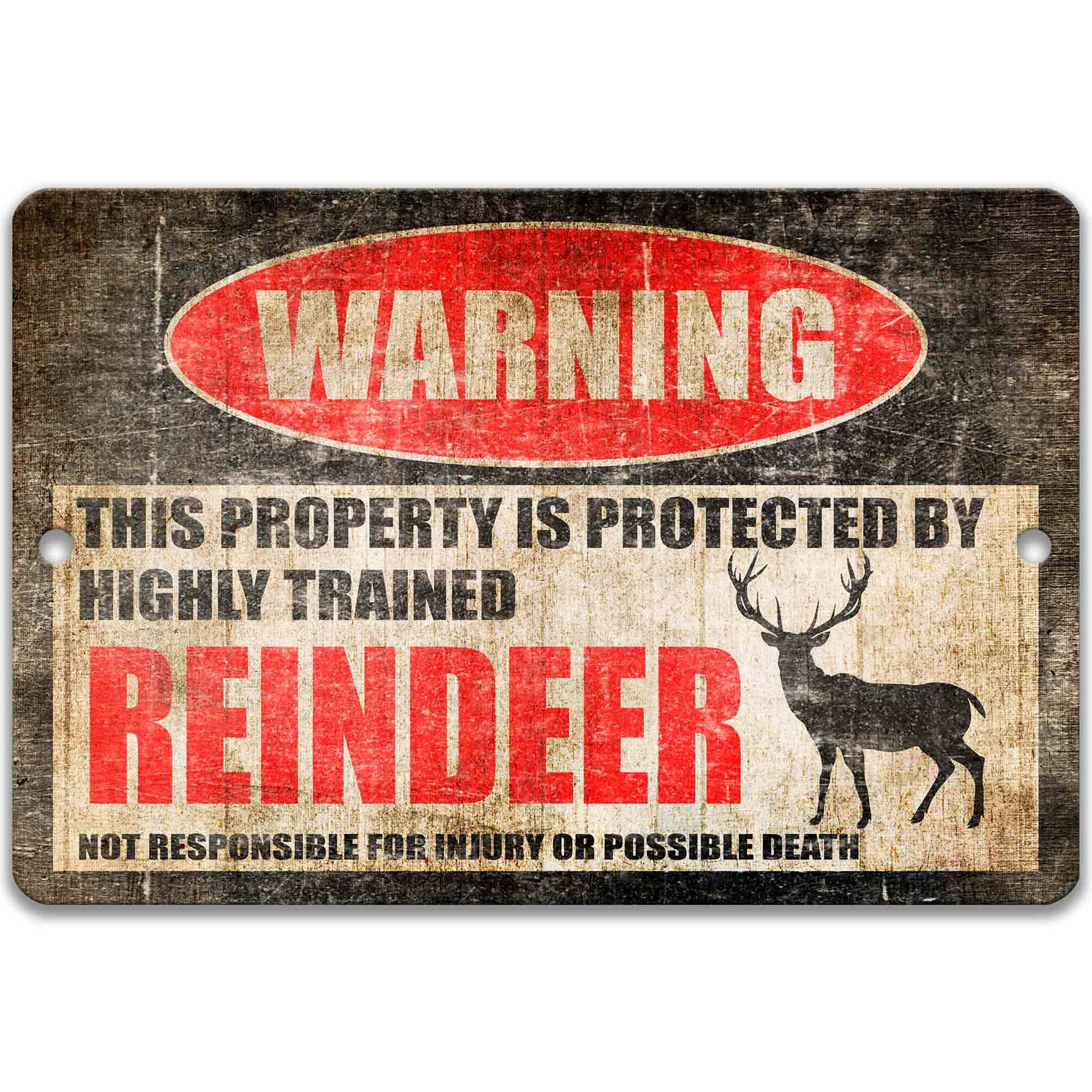 Rustic Reindeer Warning Sign - Funny Cabin Decor - Beware of the Reindeer