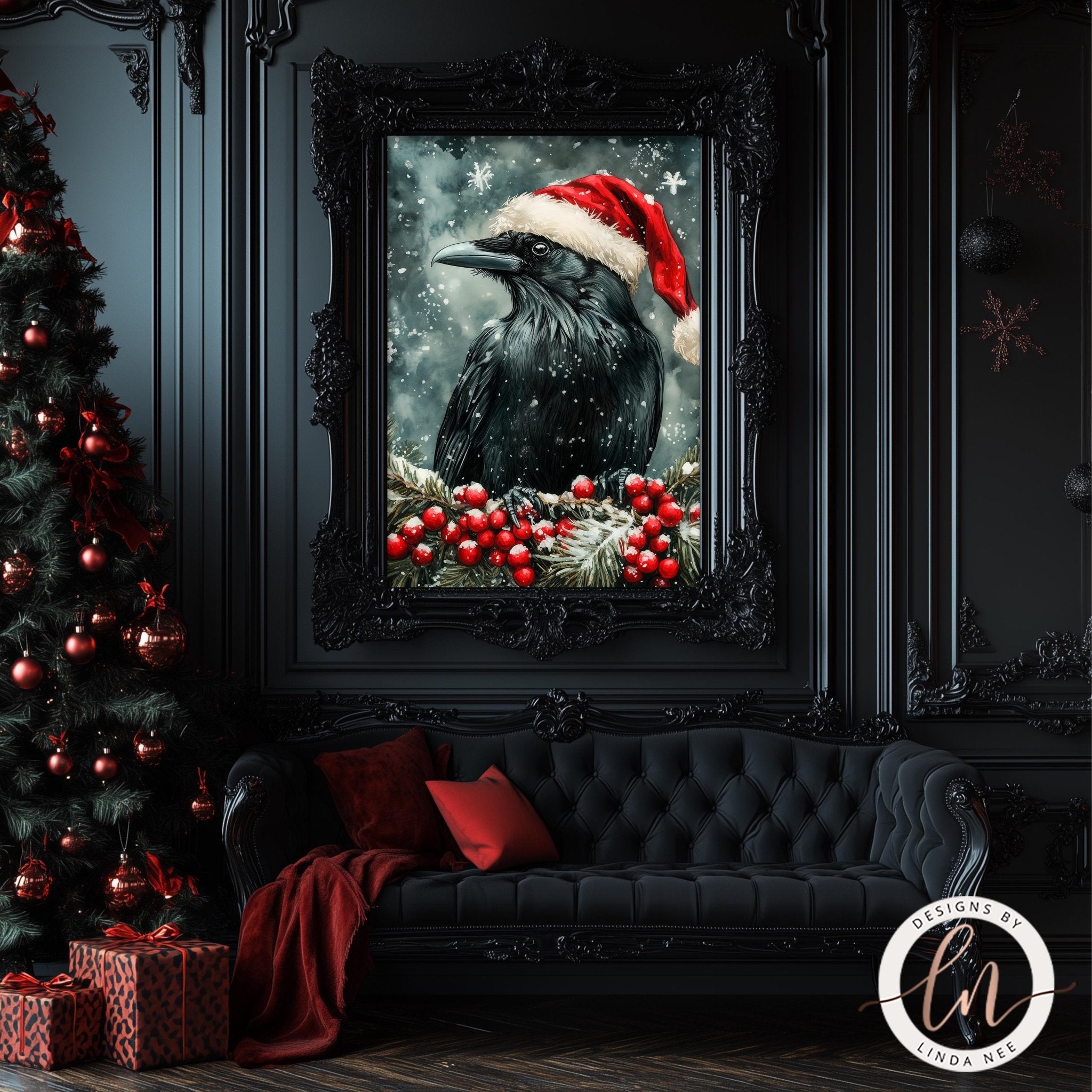 Santa Raven Art - Metal & Fine Prints for Holiday Decor