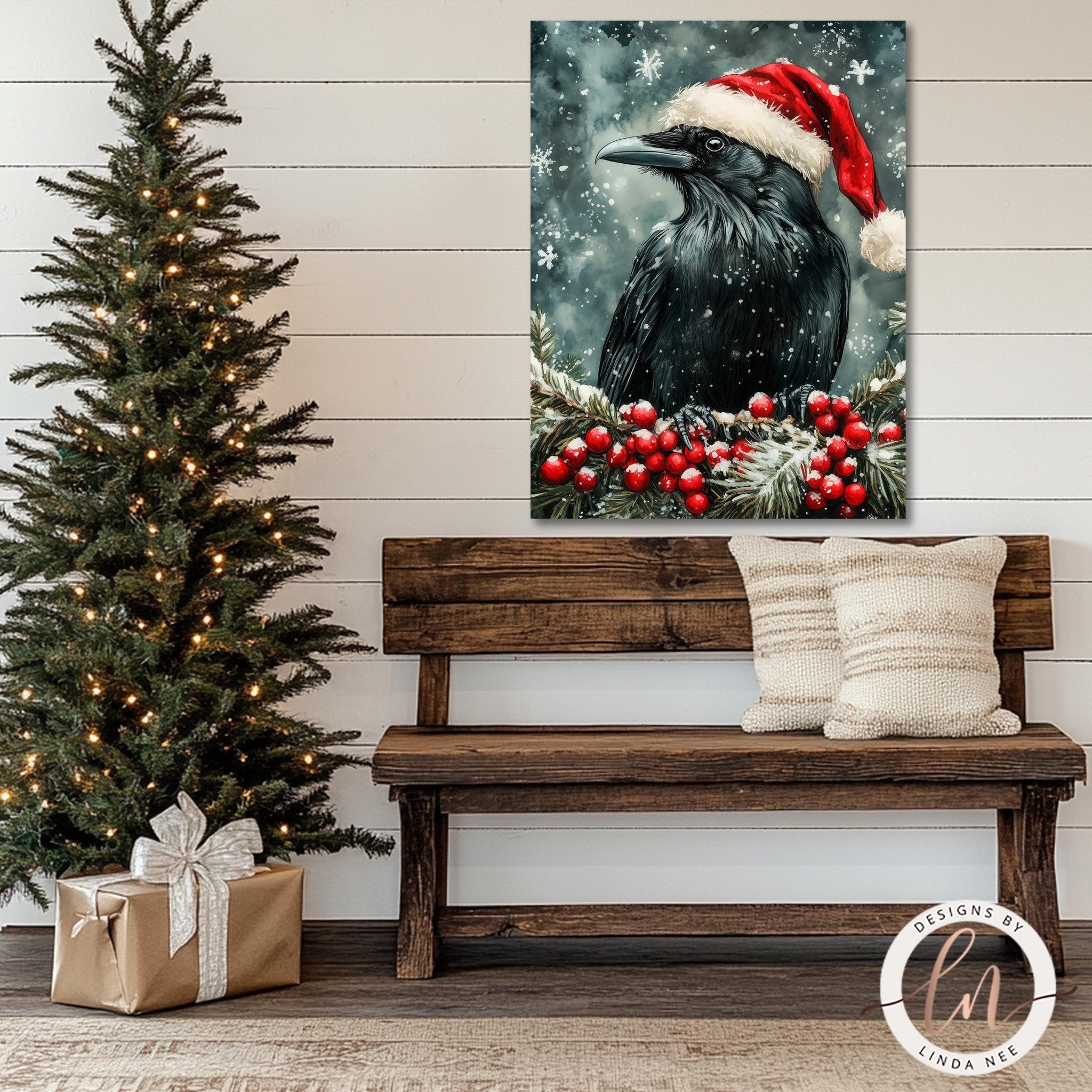 Santa Raven Art - Metal & Fine Prints for Holiday Decor