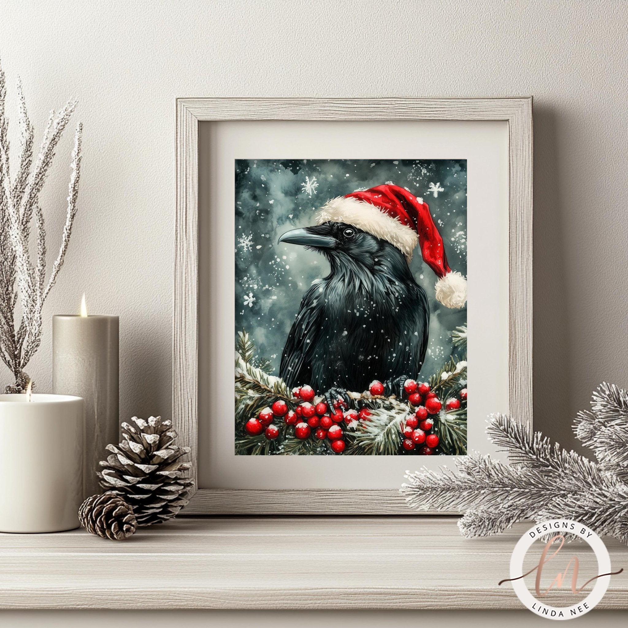 Santa Raven Art - Metal & Fine Prints for Holiday Decor