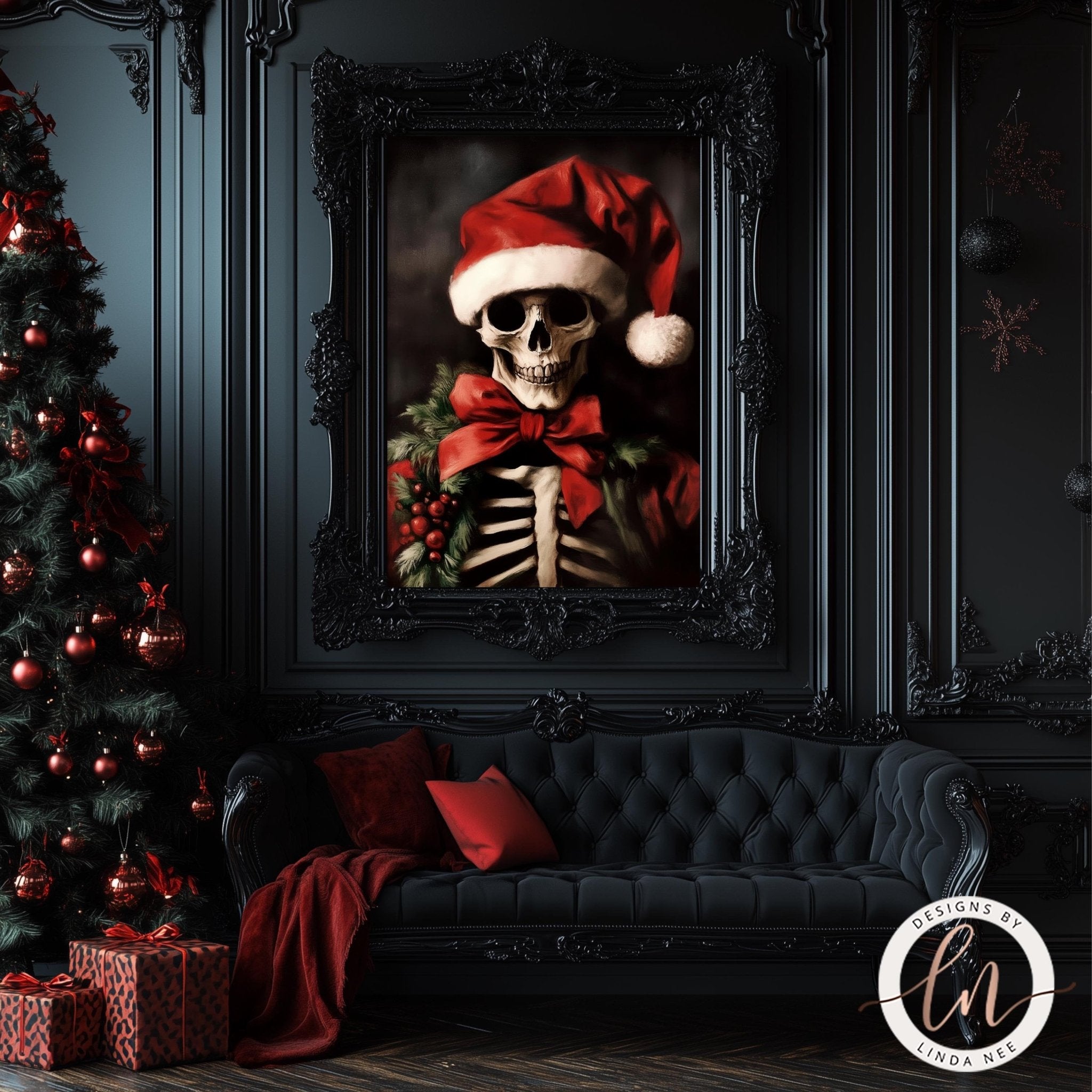 Santa Skeleton Christmas Art - Metal & Fine Art Print