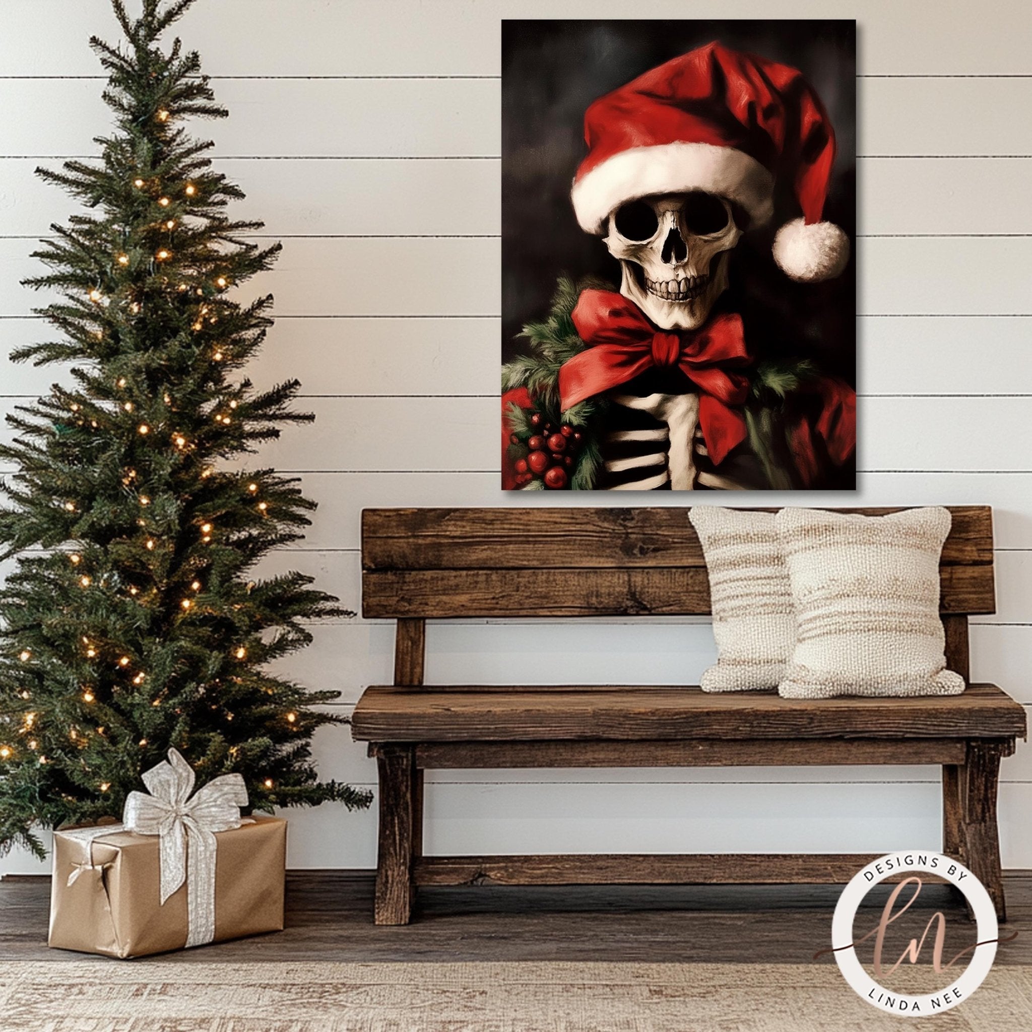 Santa Skeleton Christmas Art - Metal & Fine Art Print