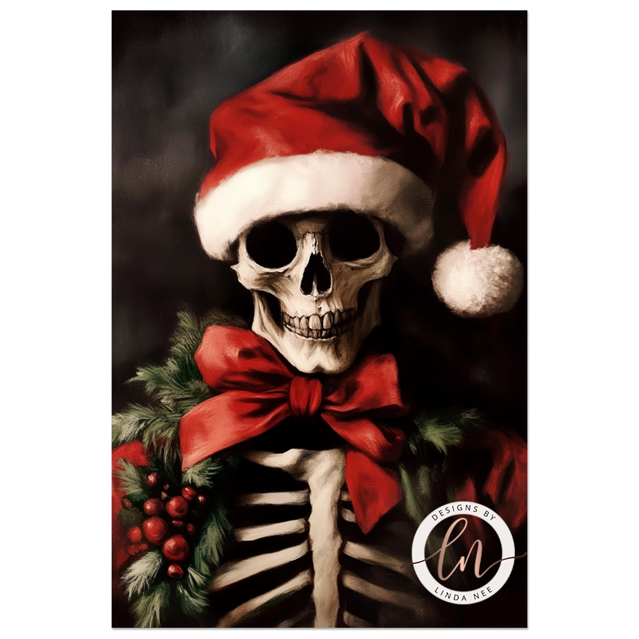 Santa Skeleton Christmas Art - Metal & Fine Art Print