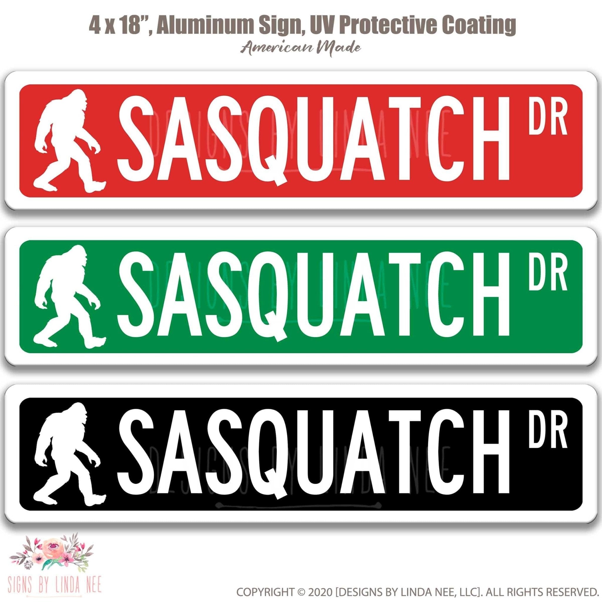 Sasquatch with Silhouette Metal Street SignDesigns by Linda Nee