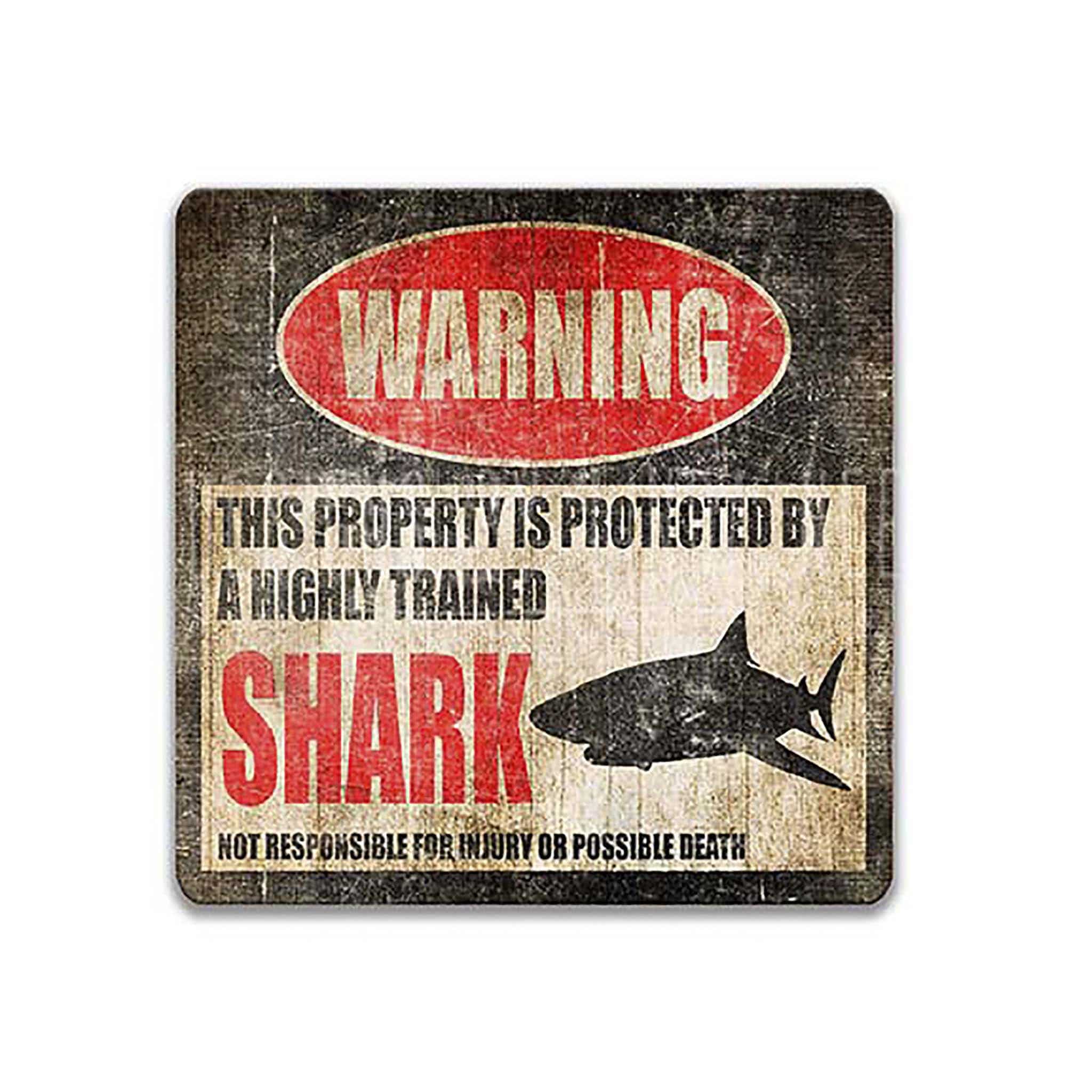 Shark Warning Sign - Funny Pool Area Decor Available in Many Sizes