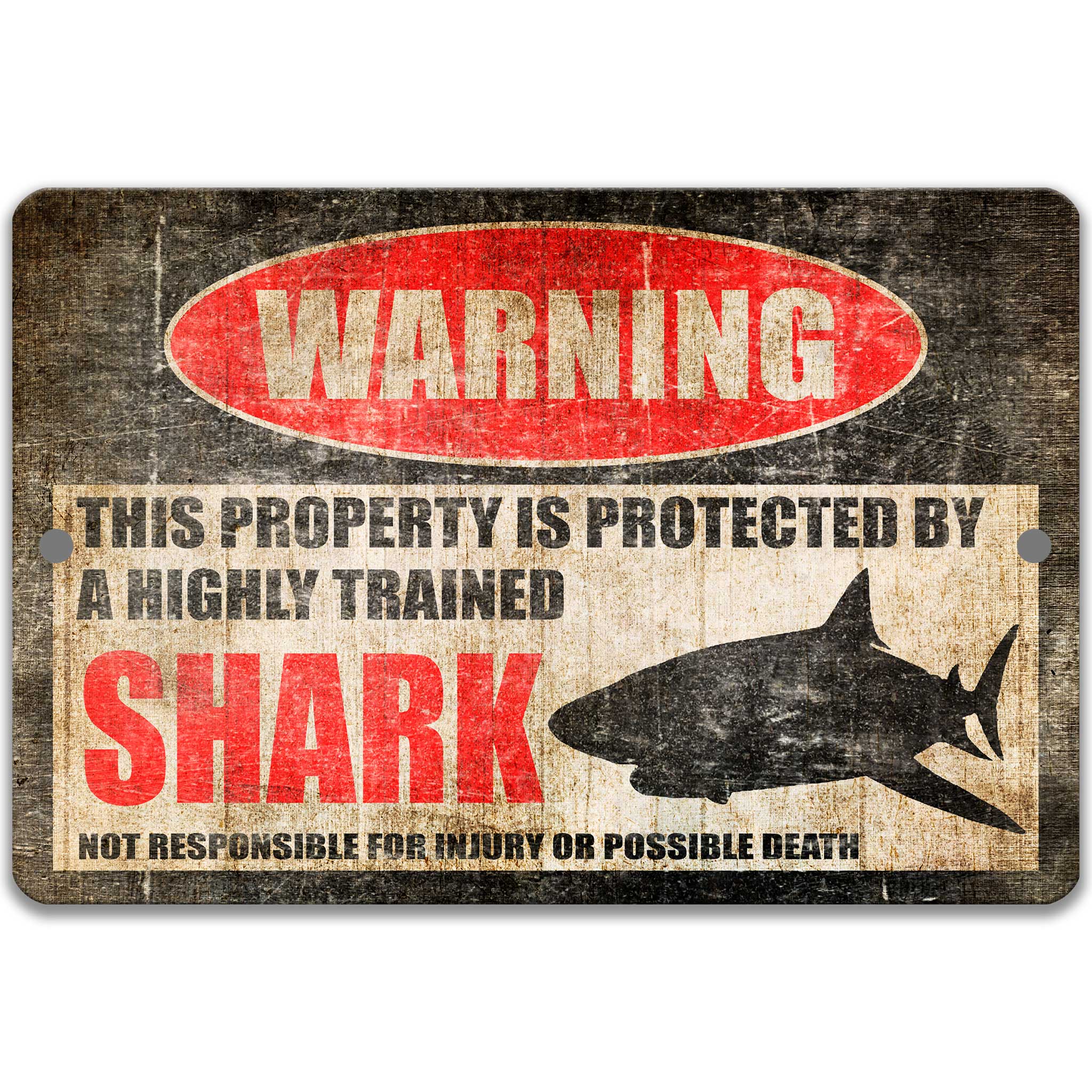 Shark Warning Sign - Funny Pool Area Decor Available in Many Sizes