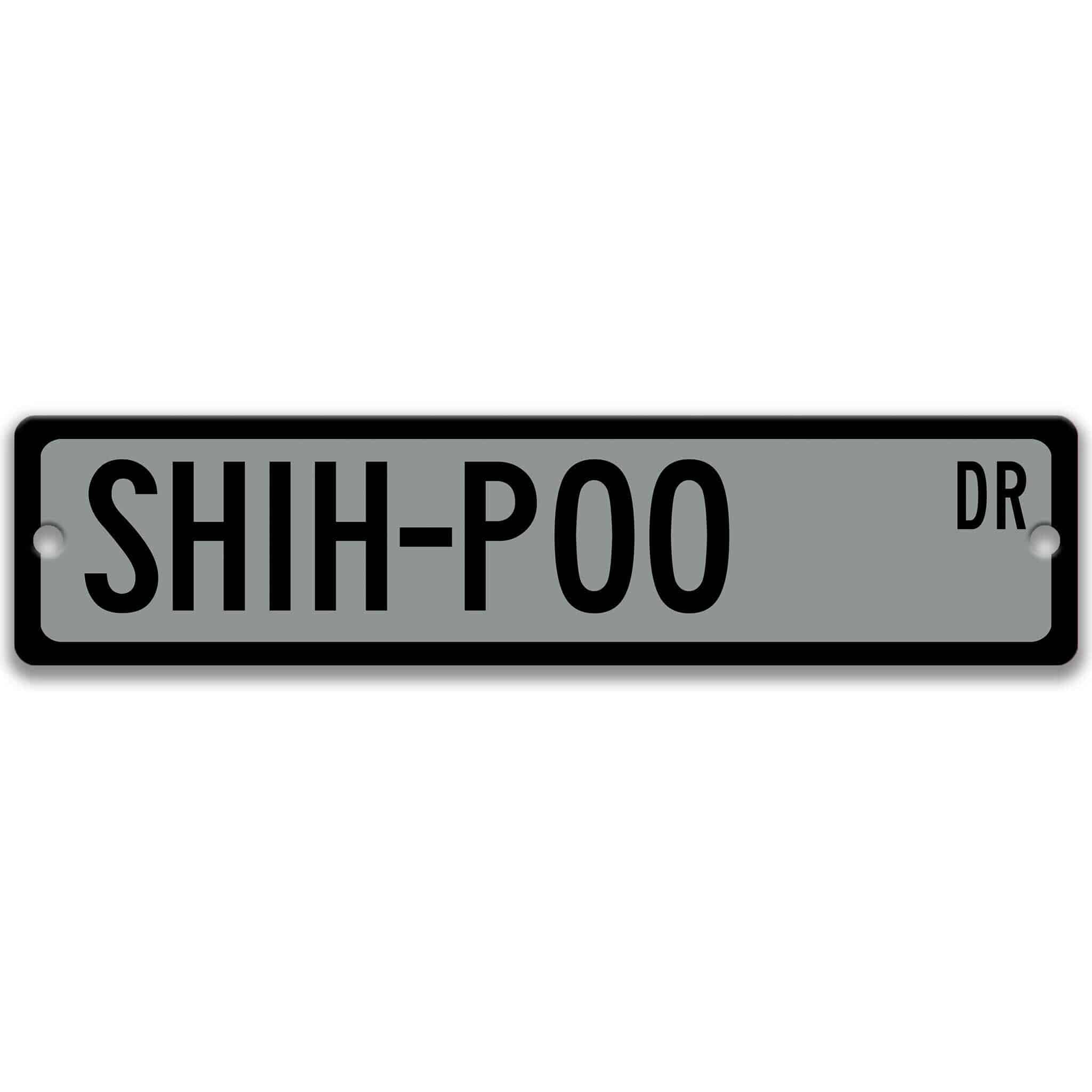 Shih - Poo Dog Metal Street Sign